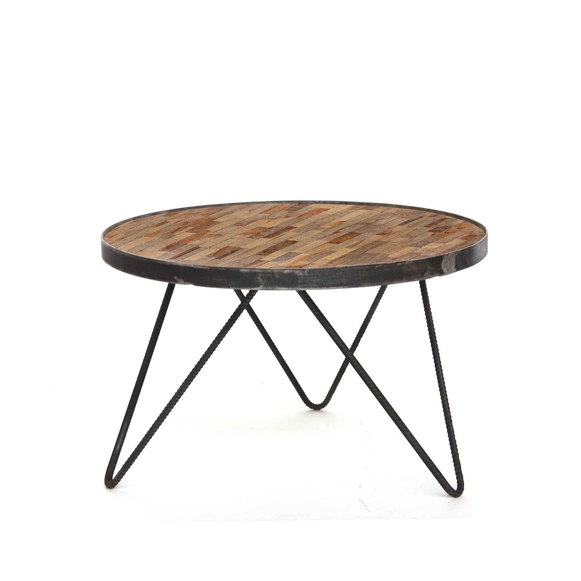 Couchtisch 'Joy' M, Teak und Eisen, Ø 74 cm, H 33 cm