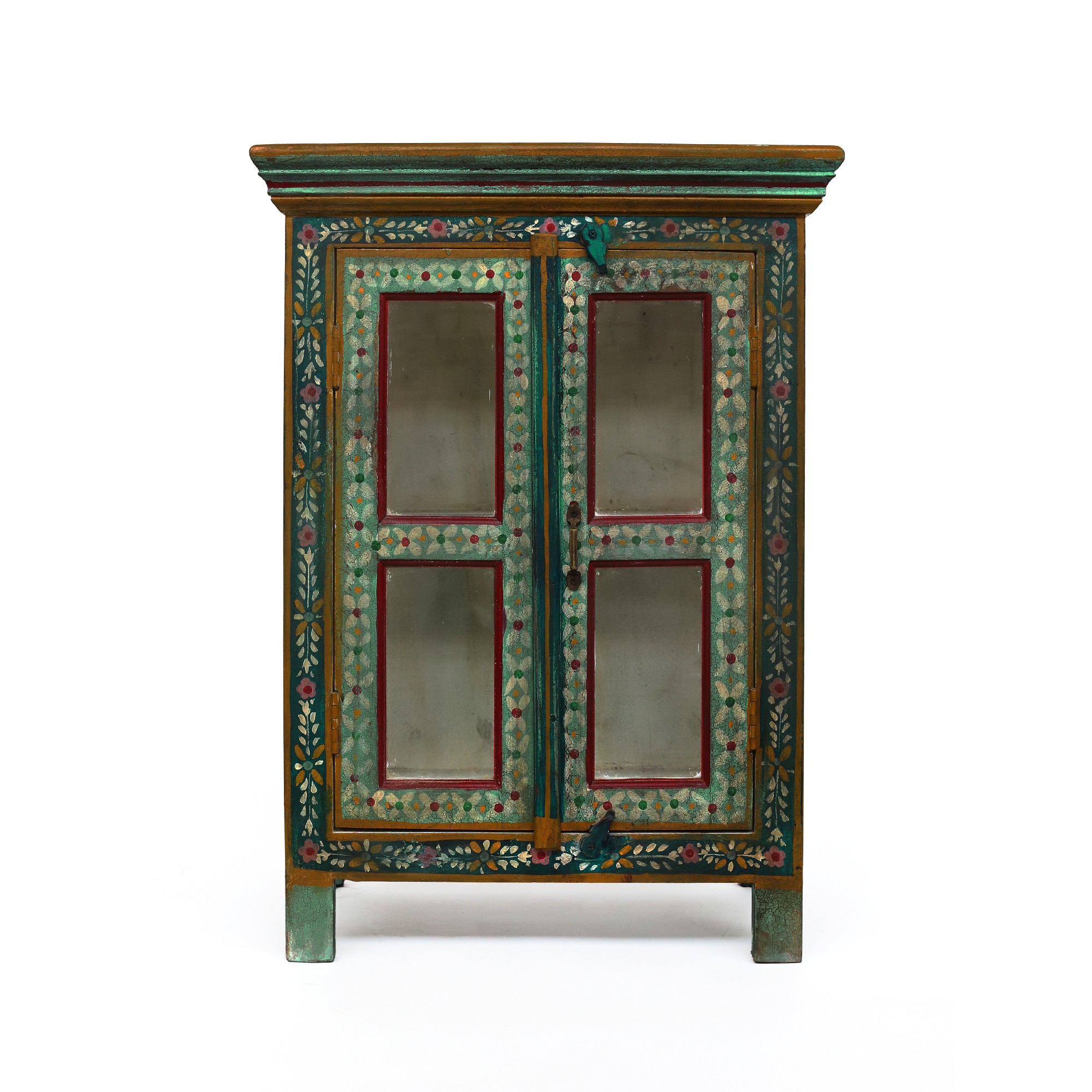 Vitrinenschrank handbemalt, multicolor, H 90 cm, B 64 cm, L 40 cm
