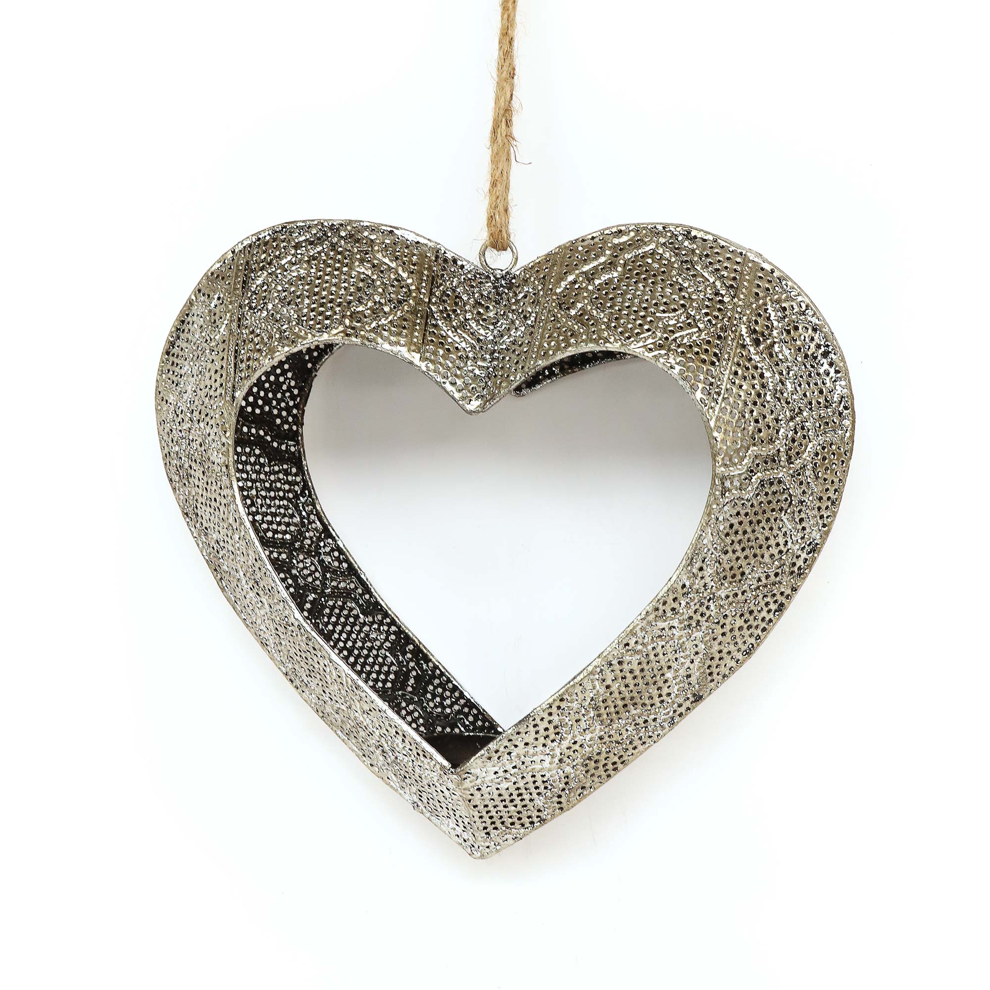 Anhänger 'Herz' mit Teelichthalter, silber, B 26,5 cm, H 24 cm, L 8,5 cm