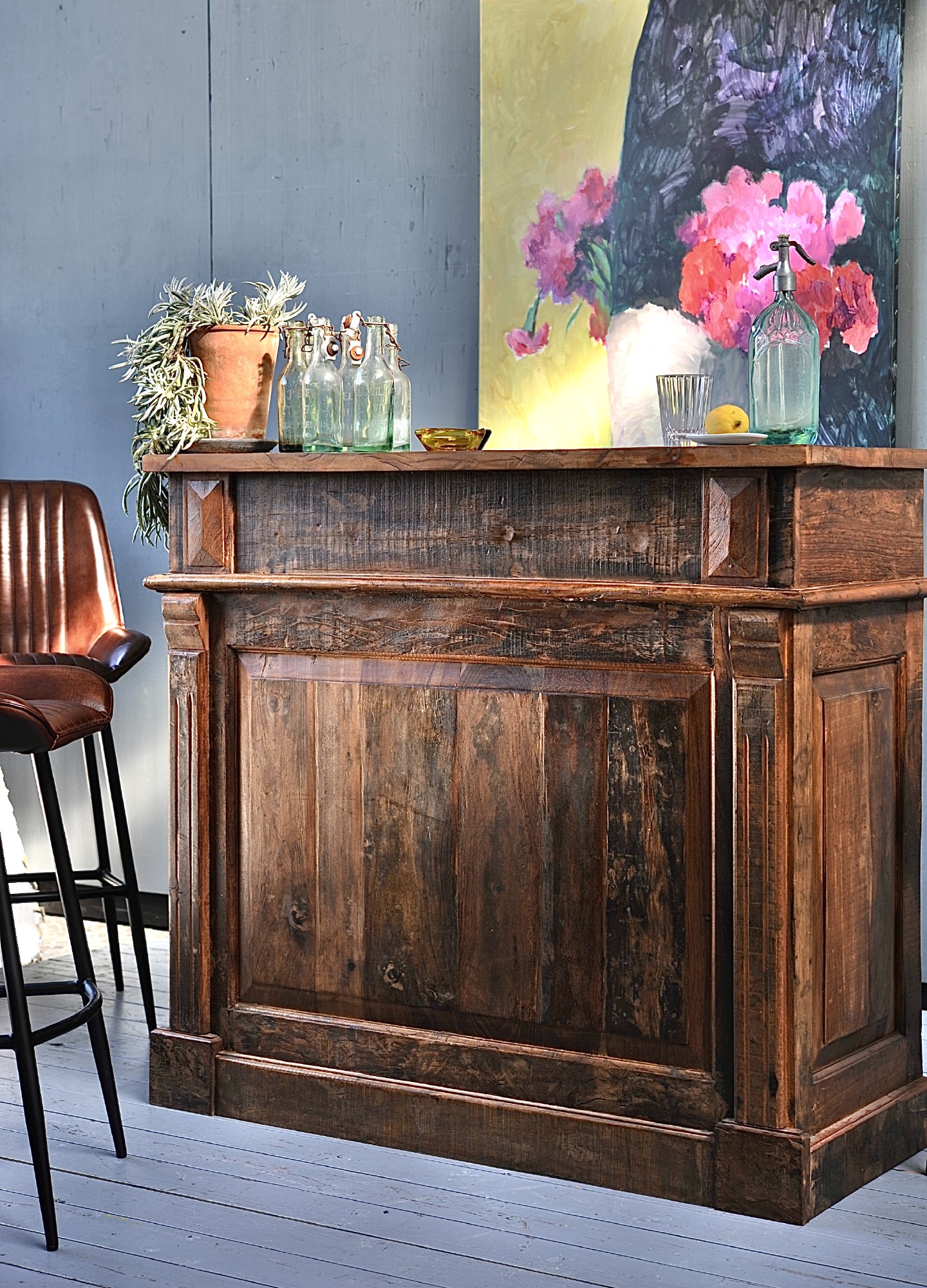 Thekenanrichte 'Boulden', aus recyceltem Holz, B 120 cm, H 109 cm, L 50 cm