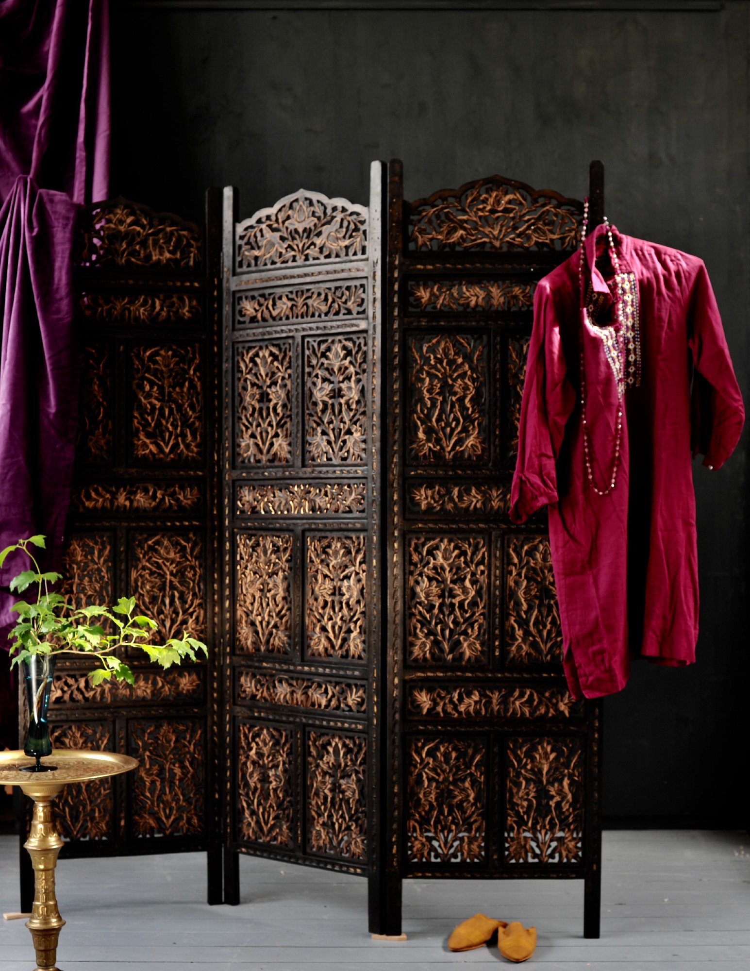Paravent 'Salipur', braun, B 150 cm, H 180 cm
