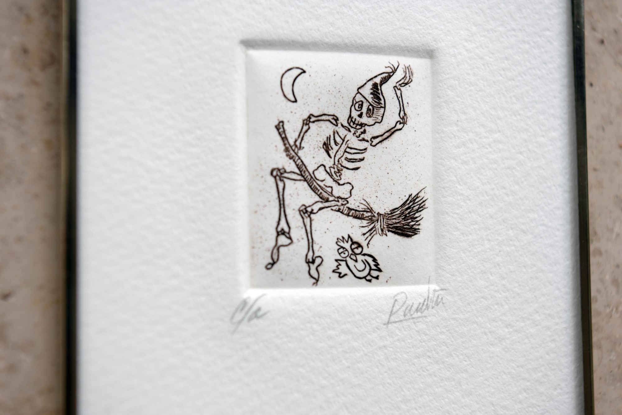 Radierung 'Hexe', gerahmt, H 11 cm, B 10 cm