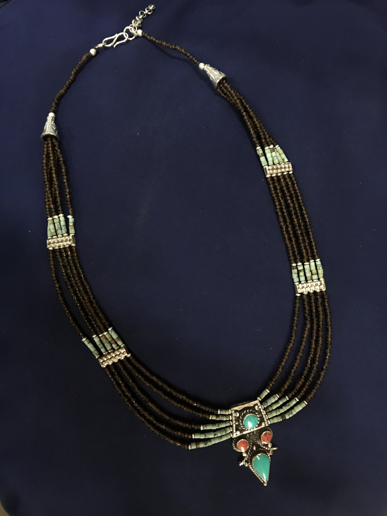 Kette Türkis/Koralle, Türkis, L 44 cm