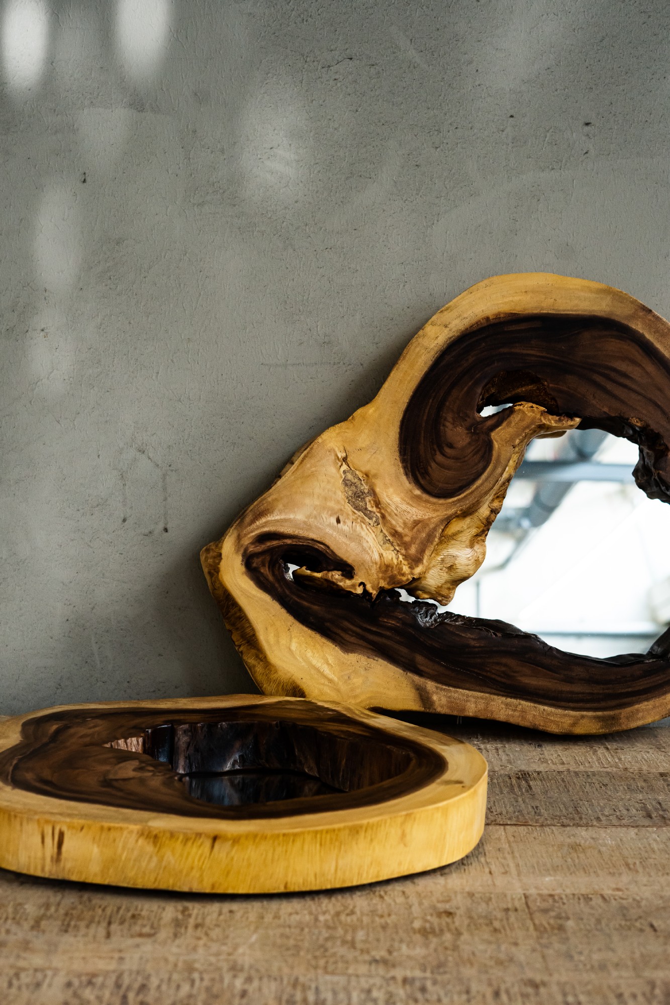 Wandspiegel 'Akazie', natur, B 45 - 55 cm, H 38 - 45 cm