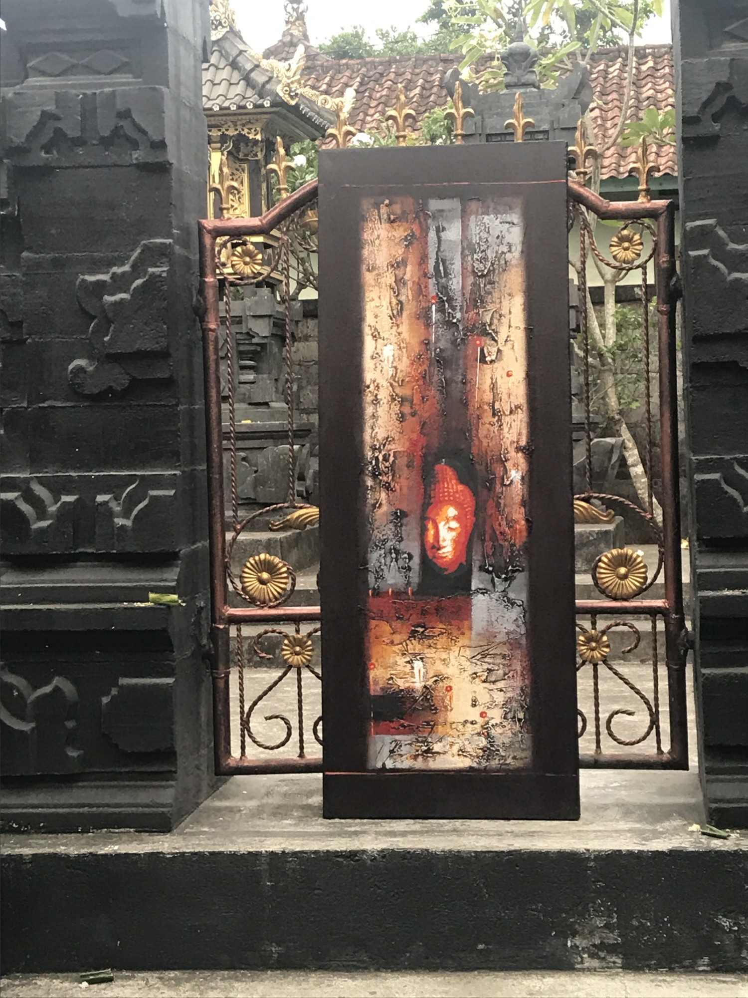 Gemälde 'Enlightenment', rot, H 120 cm, B 40 cm, L 4 cm