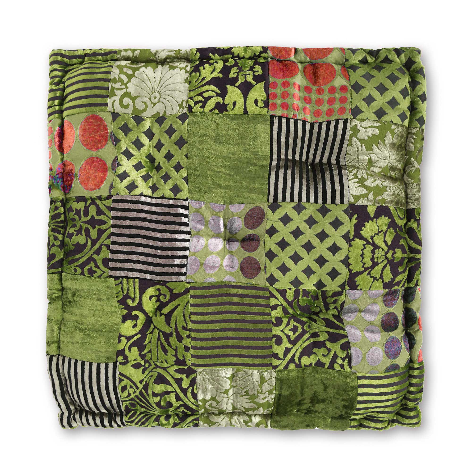 Sitzkissen Patchwork, grün, T 60 cm, B 60 cm, H 10 cm
