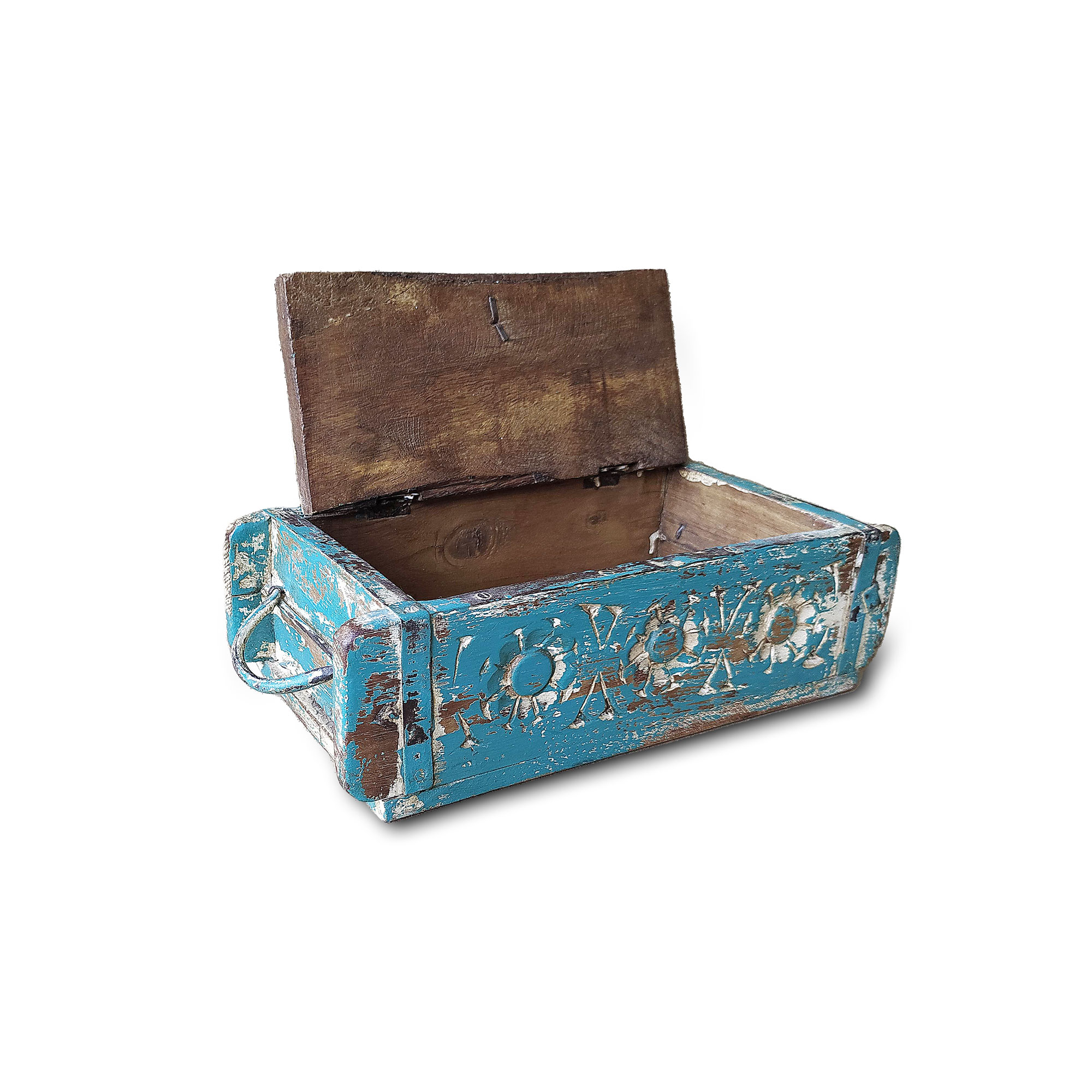 Holzschatulle aus Backsteinform, blau, B 32 cm, T 15 cm, H 9 cm