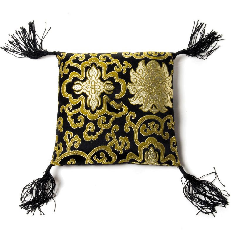 Klangschalenkissen, schwarz/gold, L 16 cm, B 16 cm, H 6 m