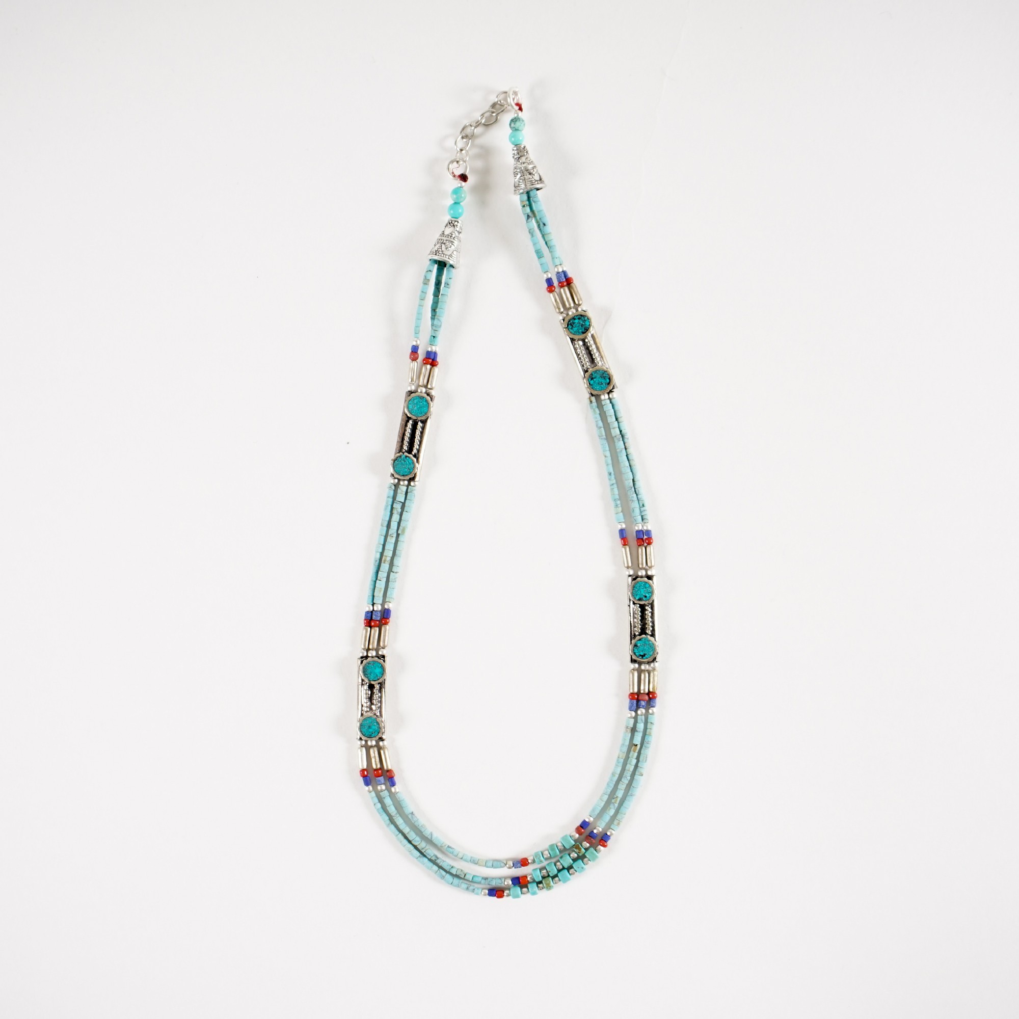 Collier, 3-strangig, türkis