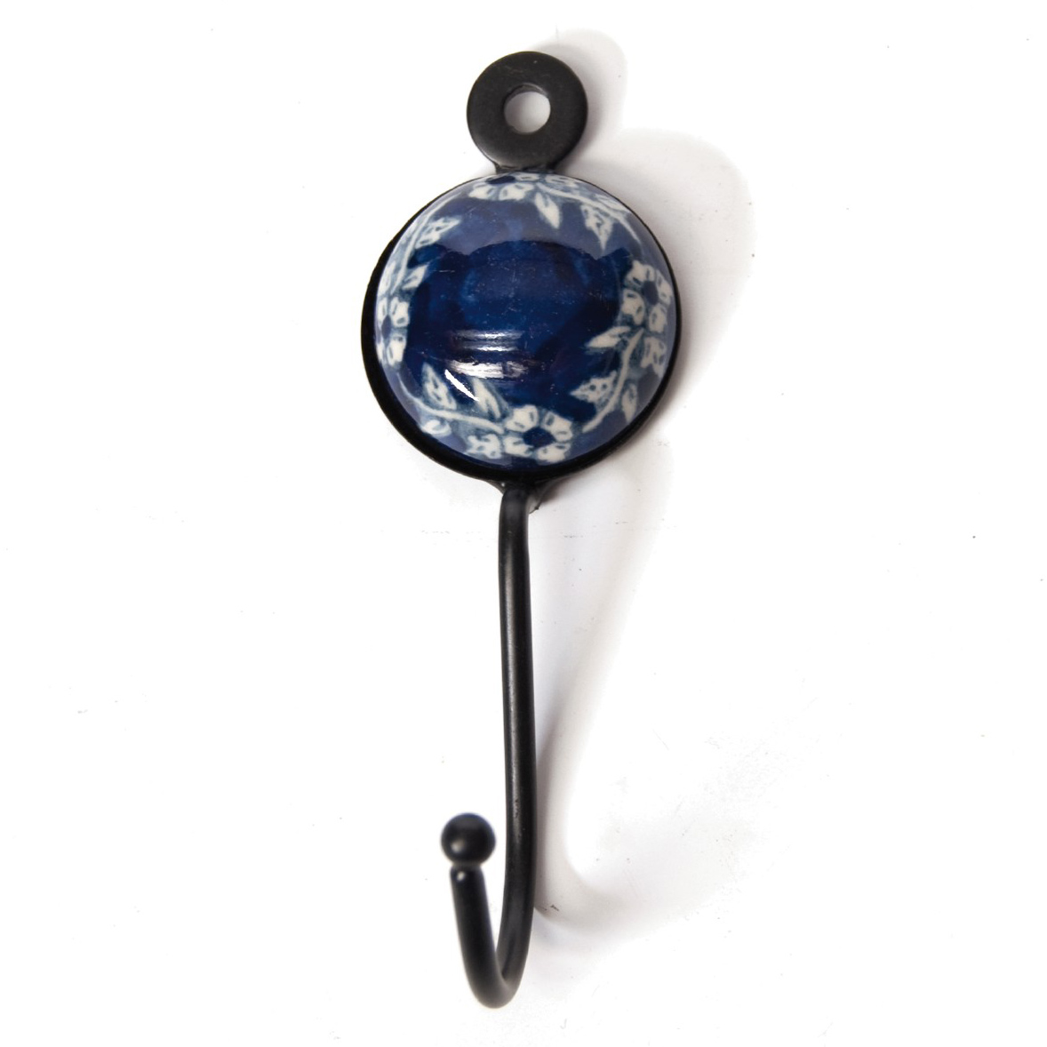 Wandhaken 1fach, blau/weiß, L 4,5 cm, B 4,5 cm, H 15 cm