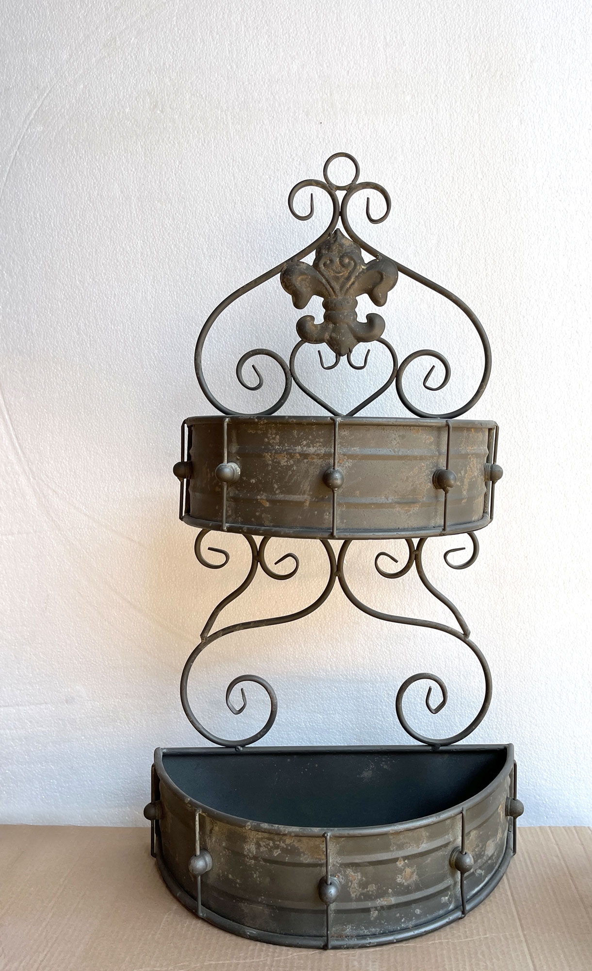 Wandbehälter für Pflanzen, aus Eisen, H 80 cm, B 42,5 cm, L 21,5 cm