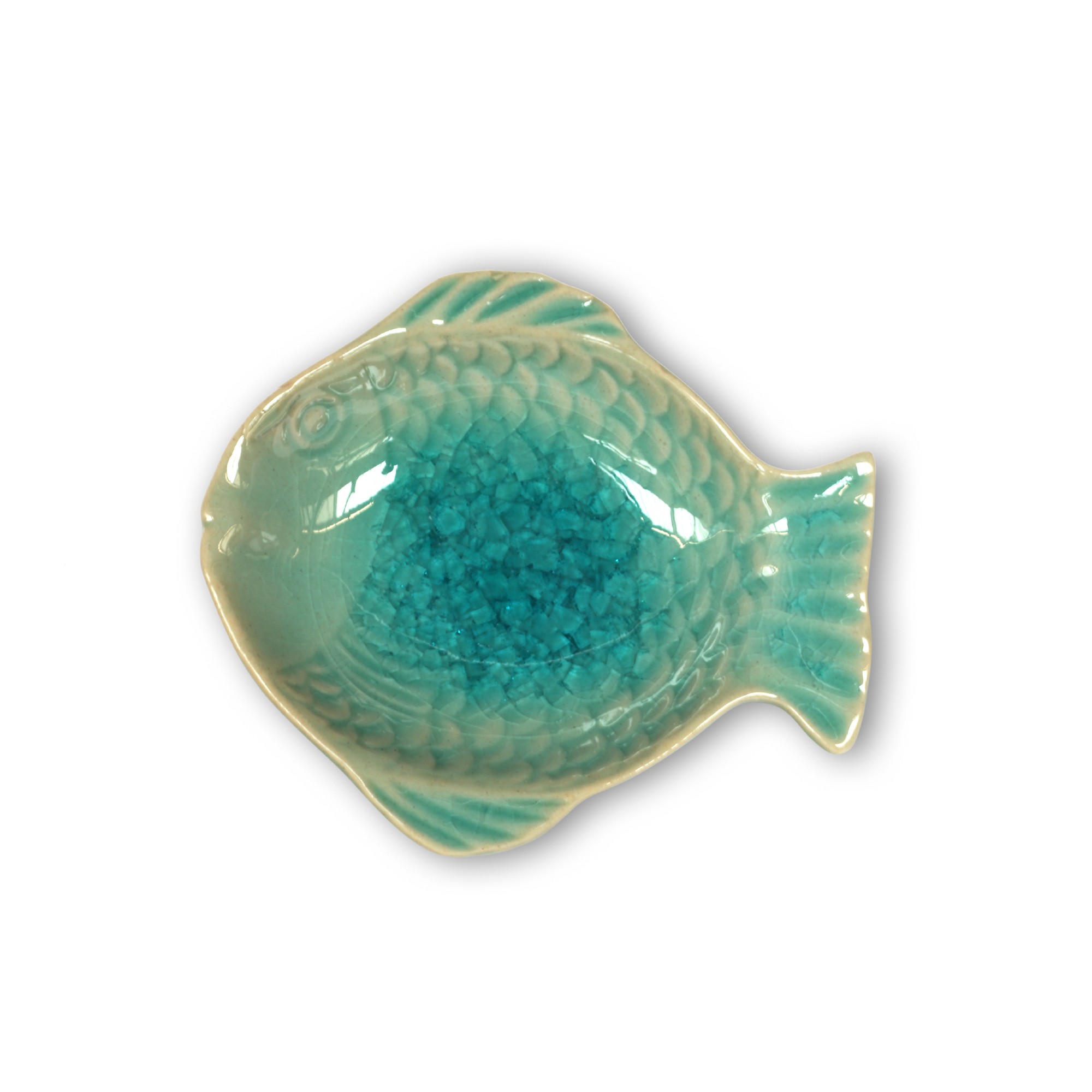 Schale 'Fisch', blau, T 10 cm, B 9,5 cm, H 2 cm