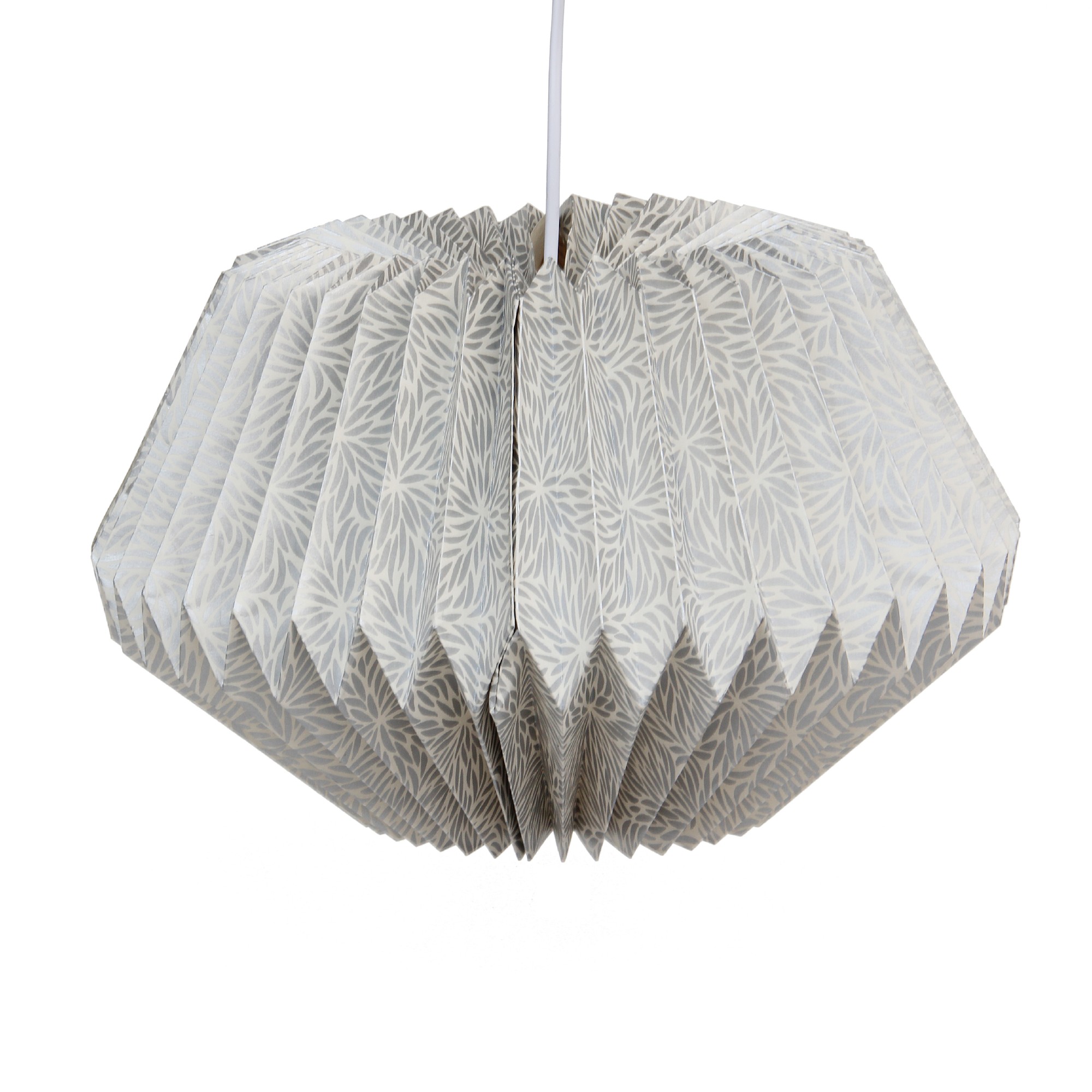 Papierlampe, grau, weiß, Ø 36 cm, H 26 cm