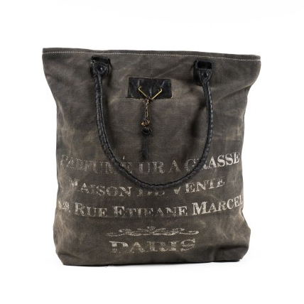 Shopper 'Vivienne' aus derbem Leinen, grau, B 40 cm, H 42 cm