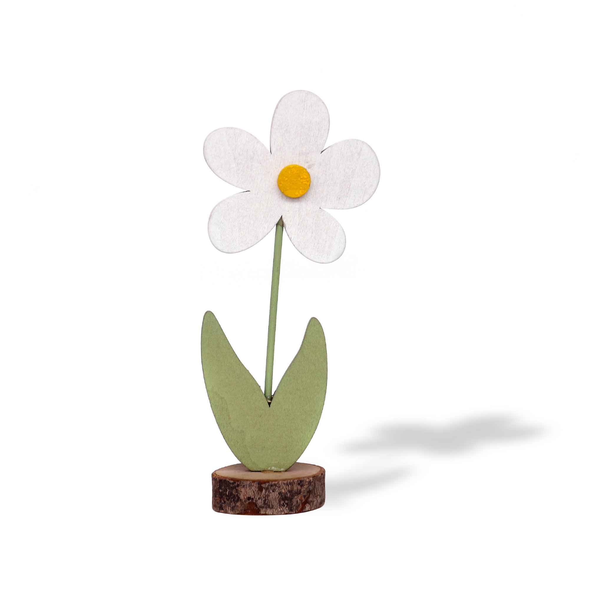 Holzfigur 'Blume', weiß, grün, H 12 cm, B 5 cm, L 3,5 cm