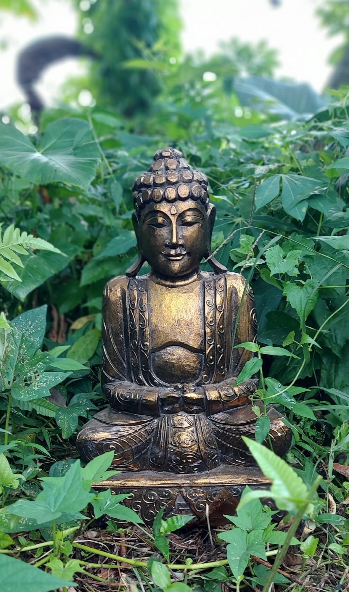 Figur 'Buddha sitzend', vintage gold, H 55 cm, B 30 cm, L 20 cm