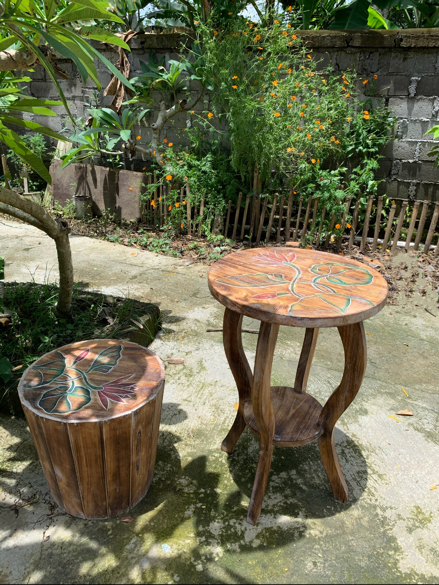 Tisch 'Kamal', Albesia-Holz, Ø 49 cm, H 73 cm