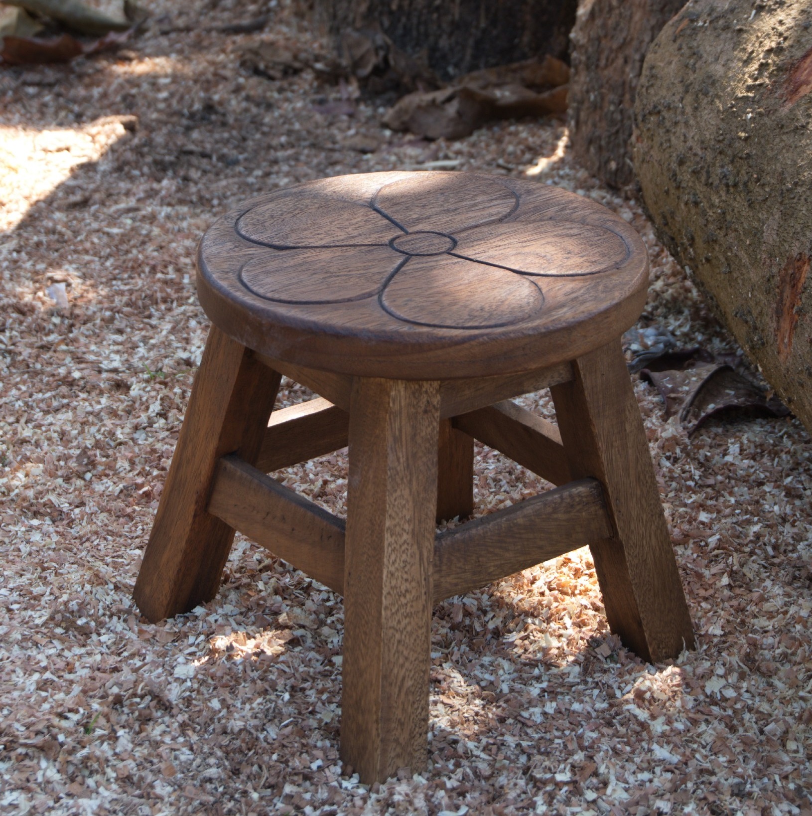 Hocker 'Blume', natur, Ø 25 cm, H 25 cm