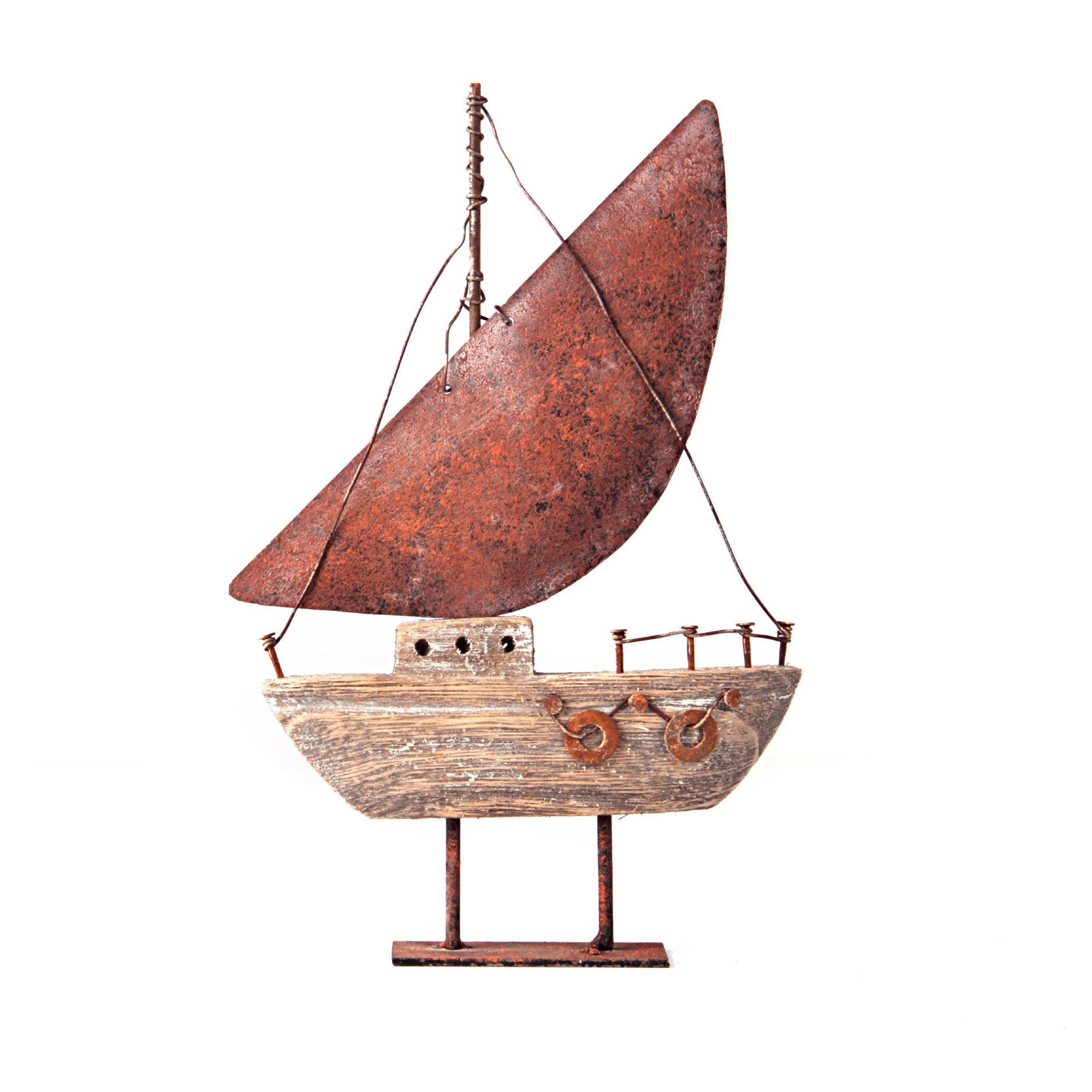 Segelboot, mit Standfuß, B 14 cm, H 23 cm, L 3 cm