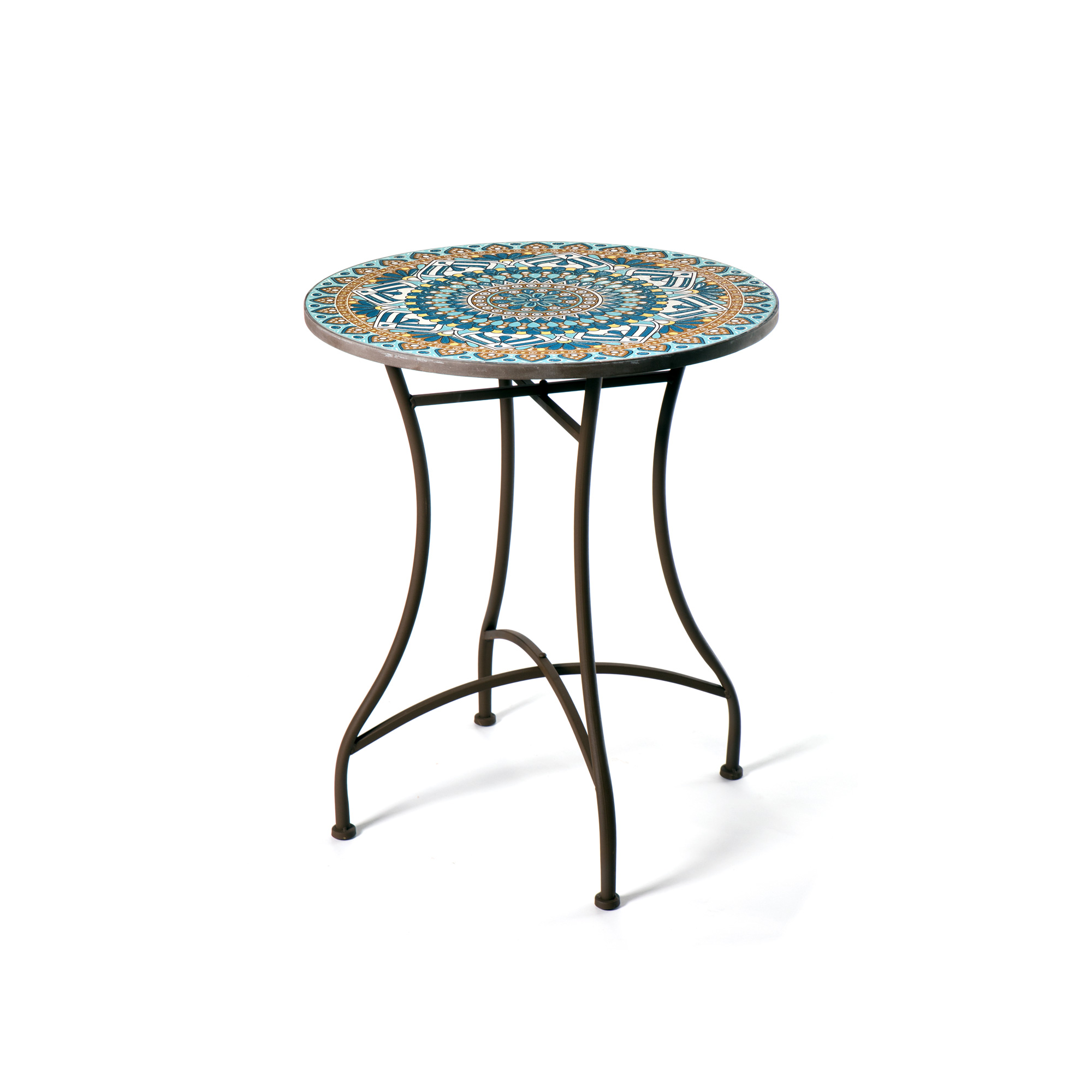 Mosaiktisch 'Reims', orange-blau, Ø 60 cm, H 72 cm