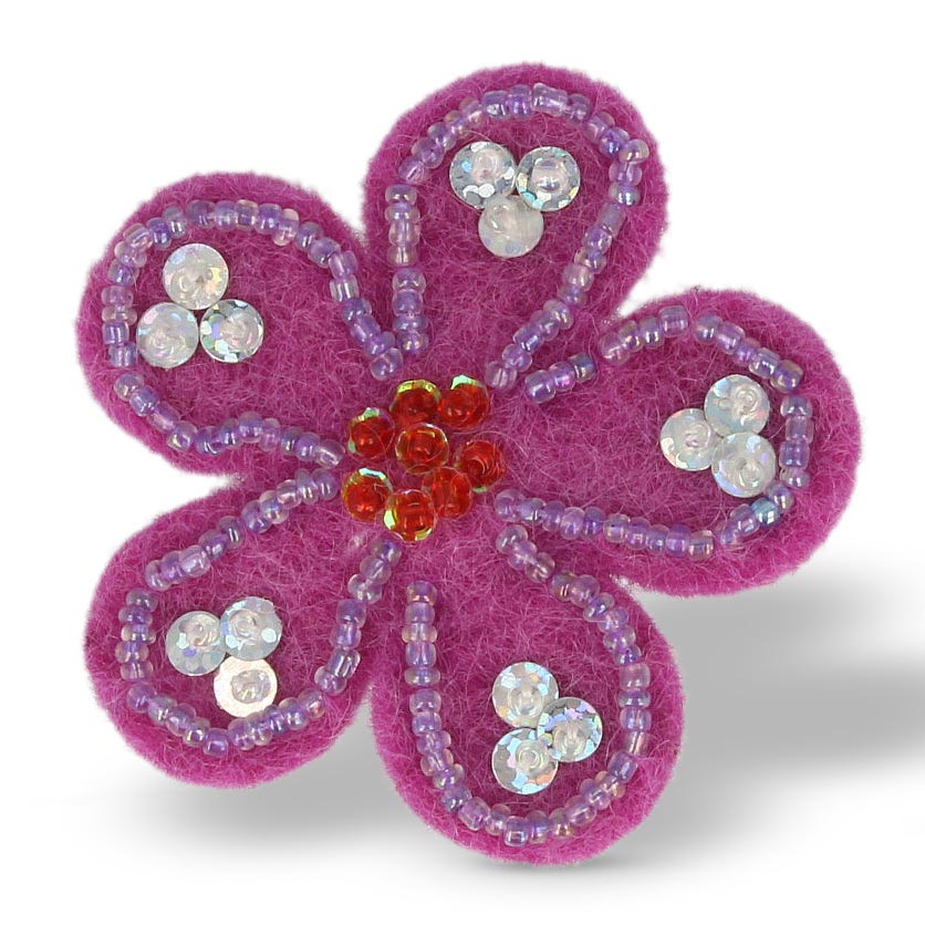 Brosche "Blume", lila, Ø 6 cm