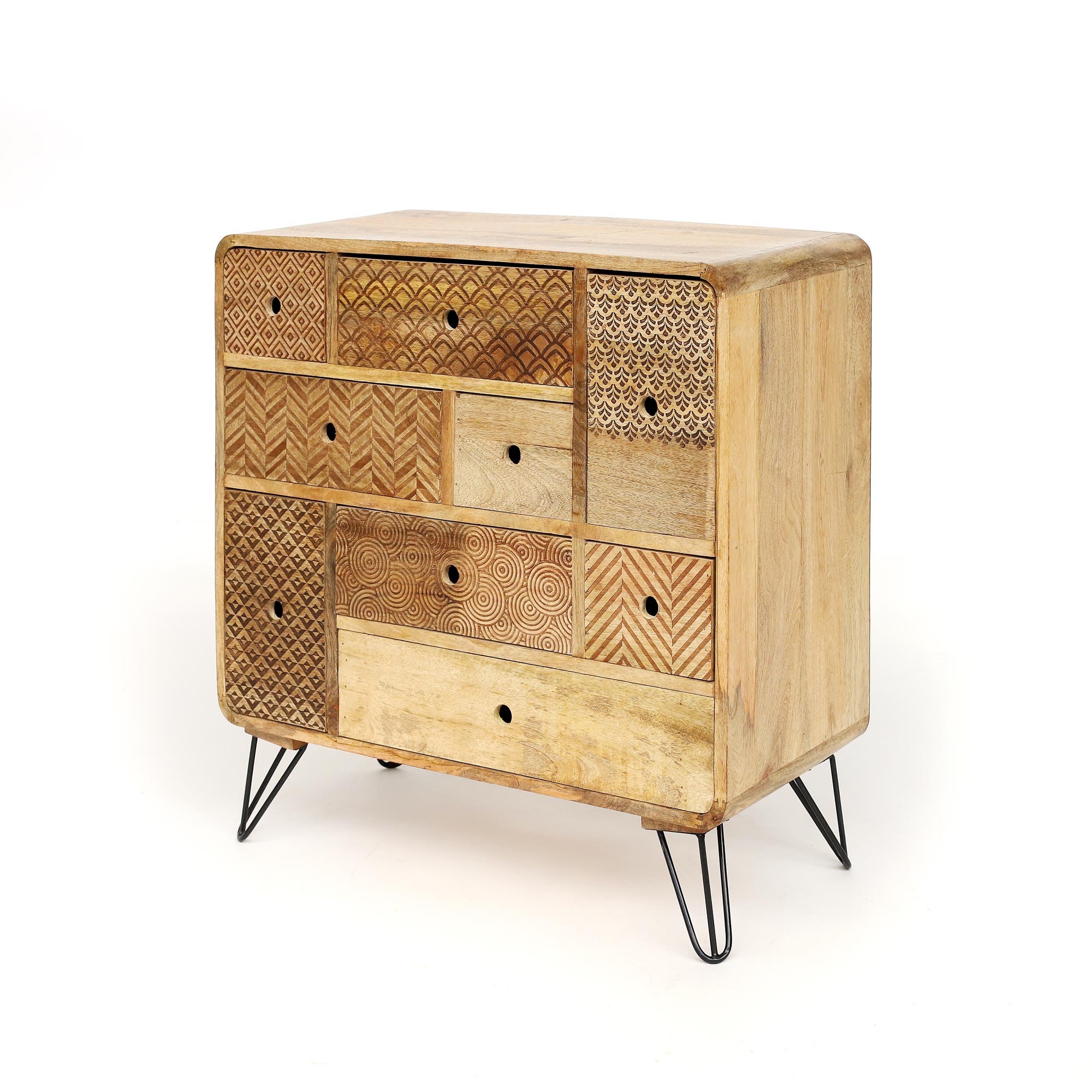 Kommode 'Surya' mit 9 Schubladen, Mangoholz, B 74 cm, H 74 cm, L 35 cm