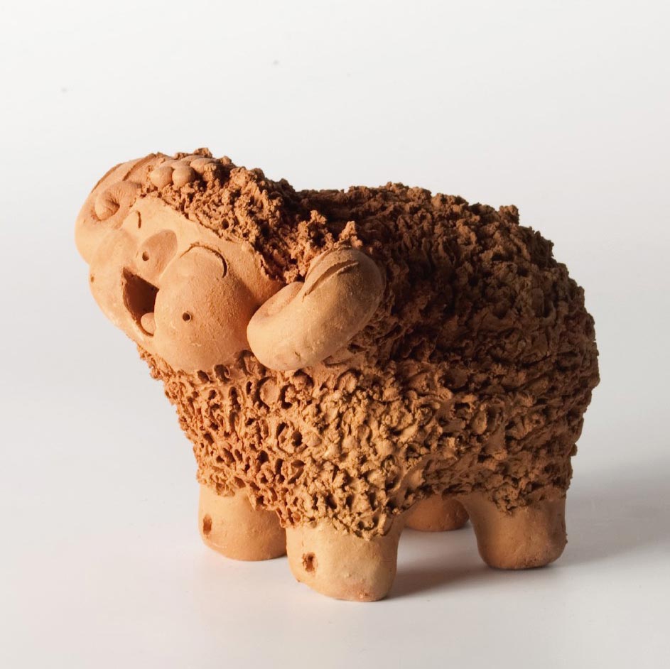 Terrakotta Lamm, braun, L 13 cm, B 10 cm, H 10 cm