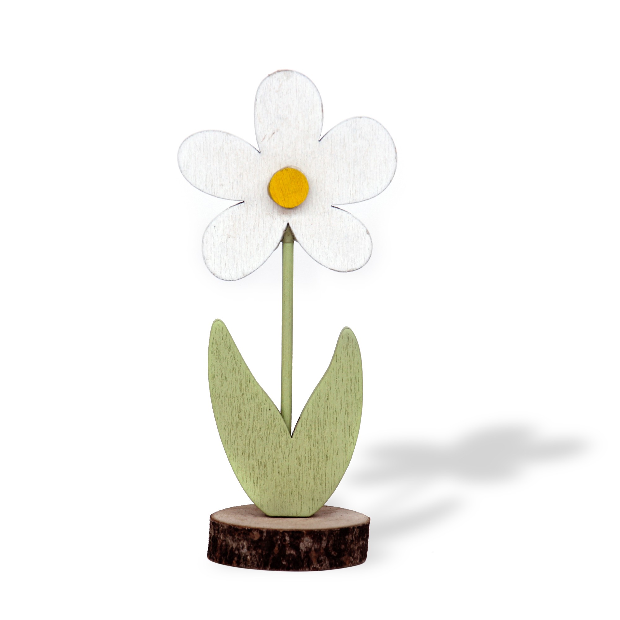 Figur 'Blume' aus Holz, grün, weiß, H 17 cm, B 7,5 cm, T 5 cm