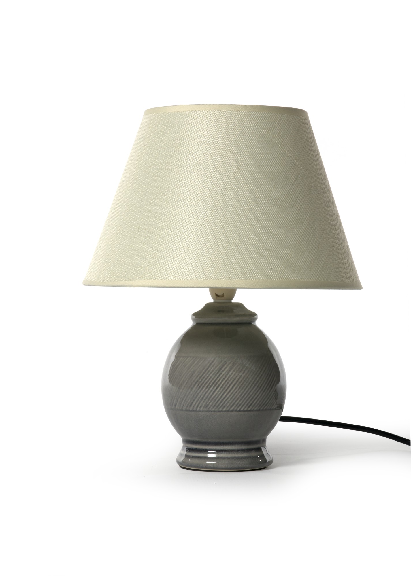 Tischlampe 'Dieben', grau/beige, Ø 25 cm, H 32 cm