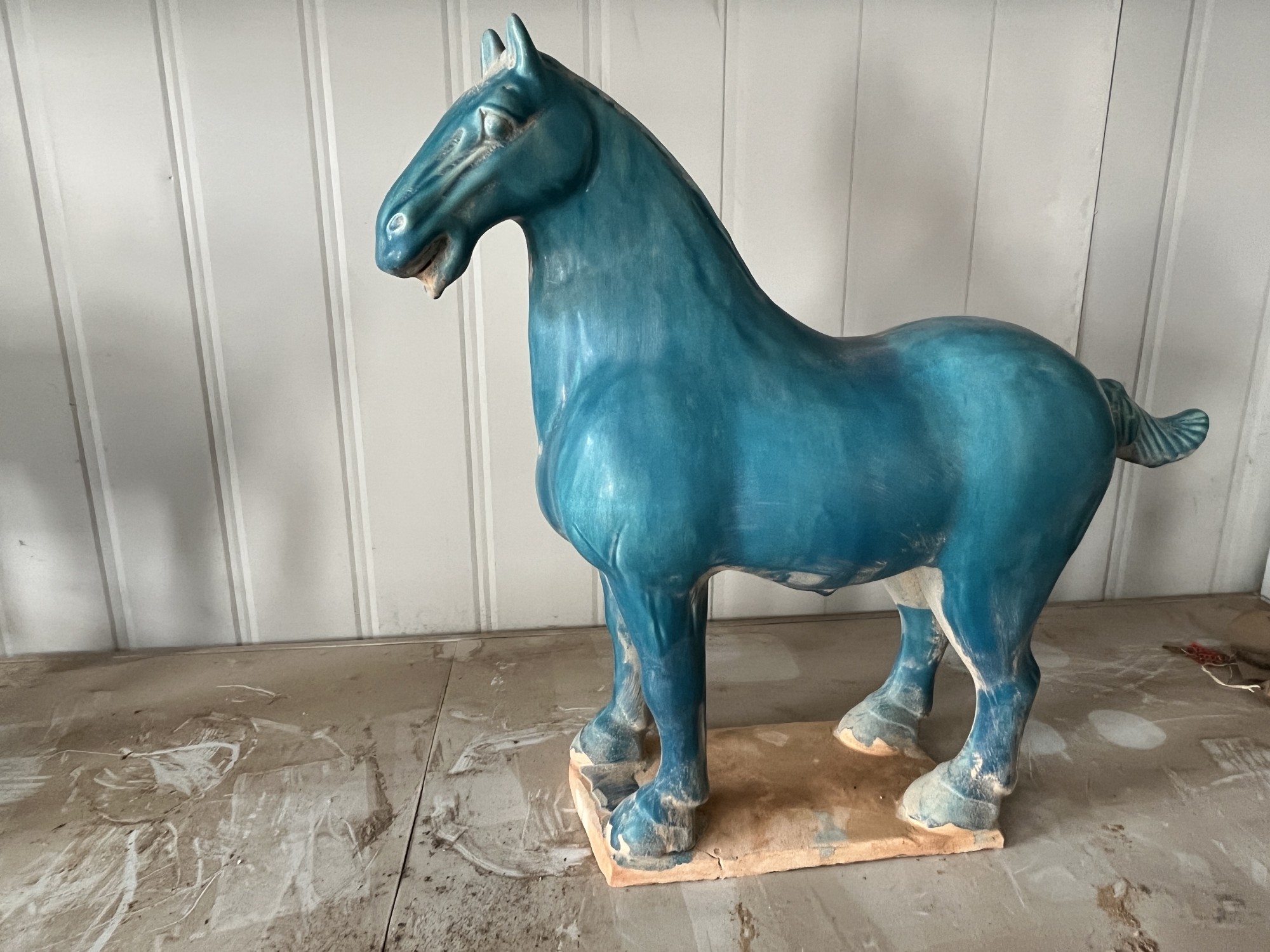 Keramikpferd 'Tang Dynasty', blau, B 42 cm, T 16 cm, H 42 cm