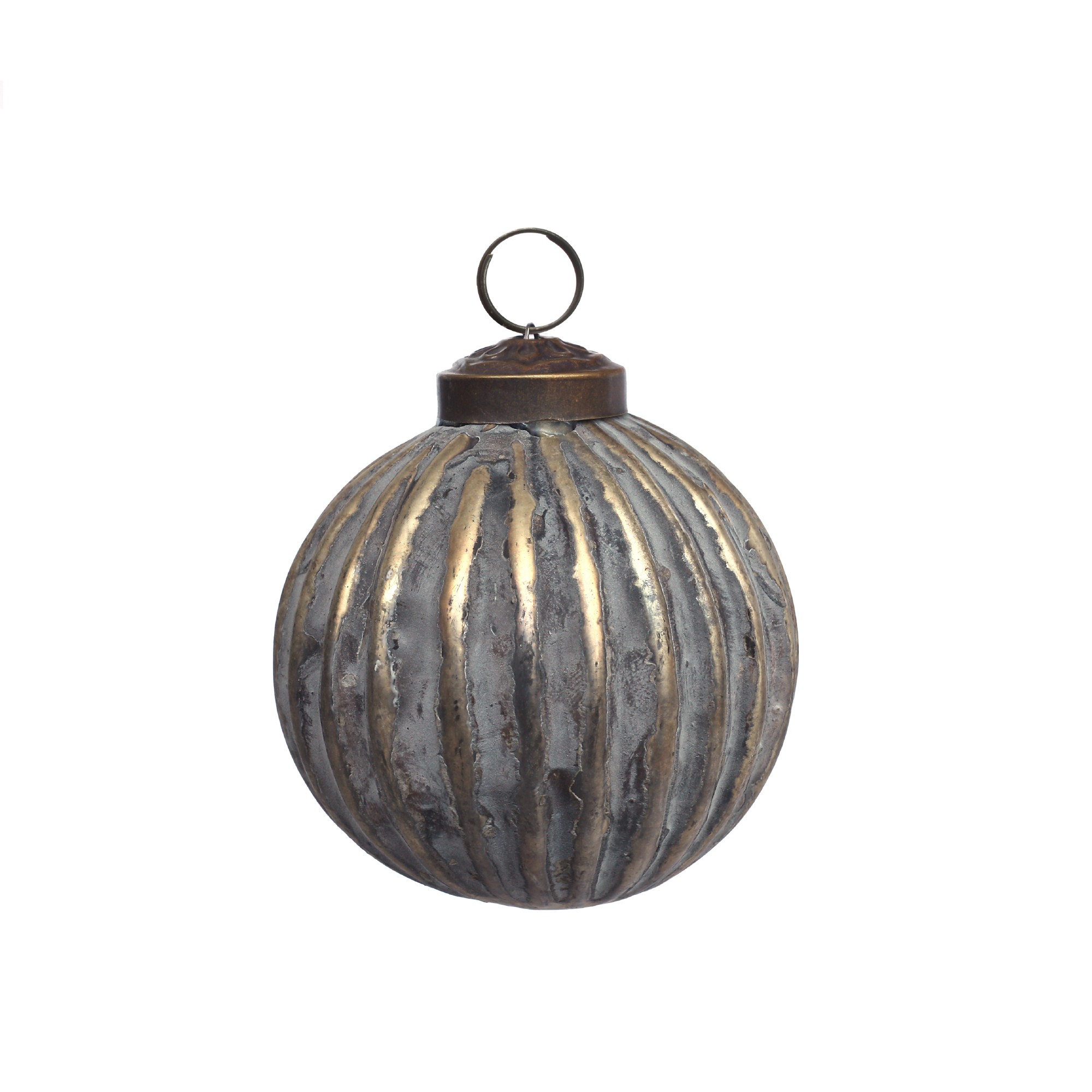 Anhänger Kugel Falten, antik silber, Ø 8 cm