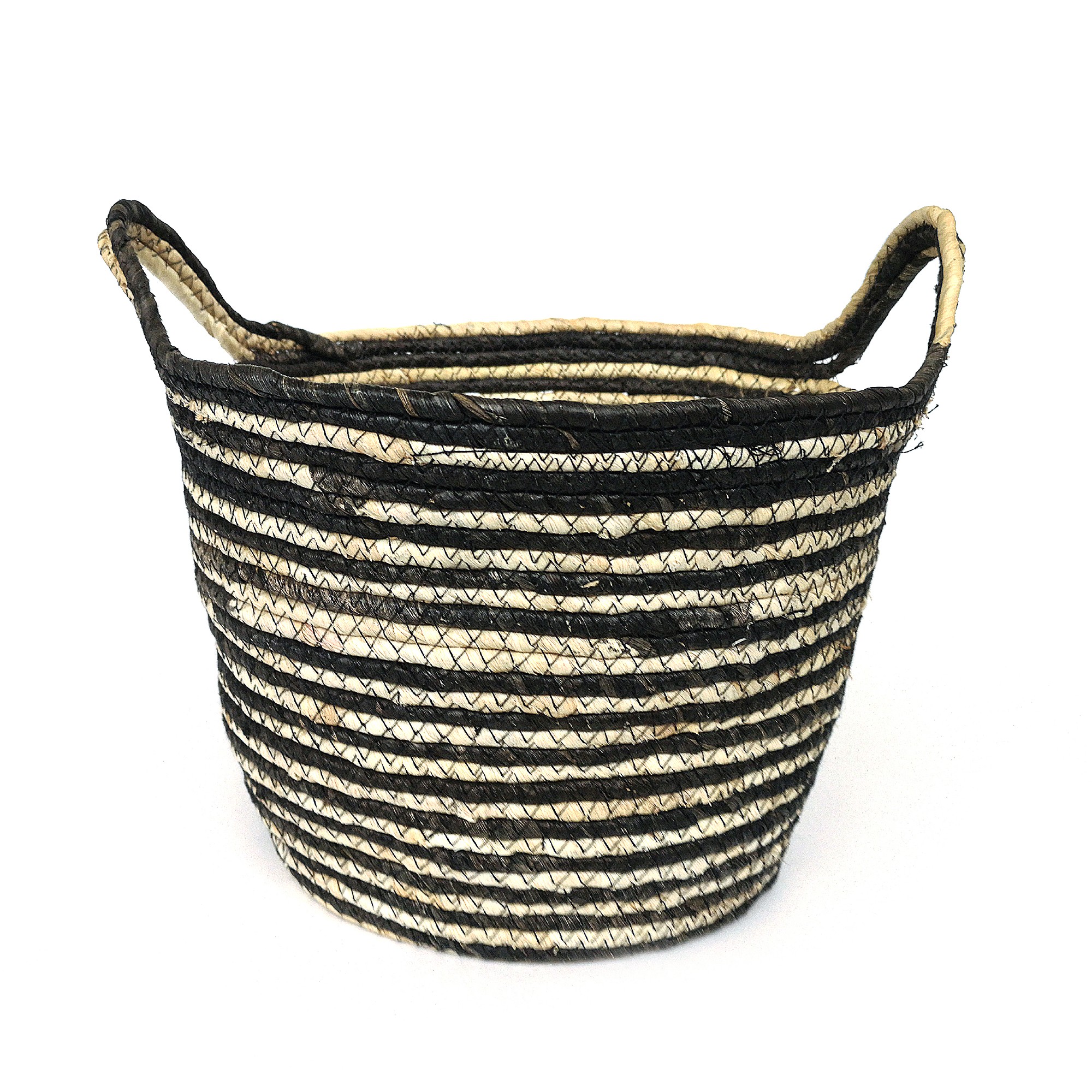 Korb 'Ricca' M, schwarz, natur, Ø 40 cm, H 25 cm