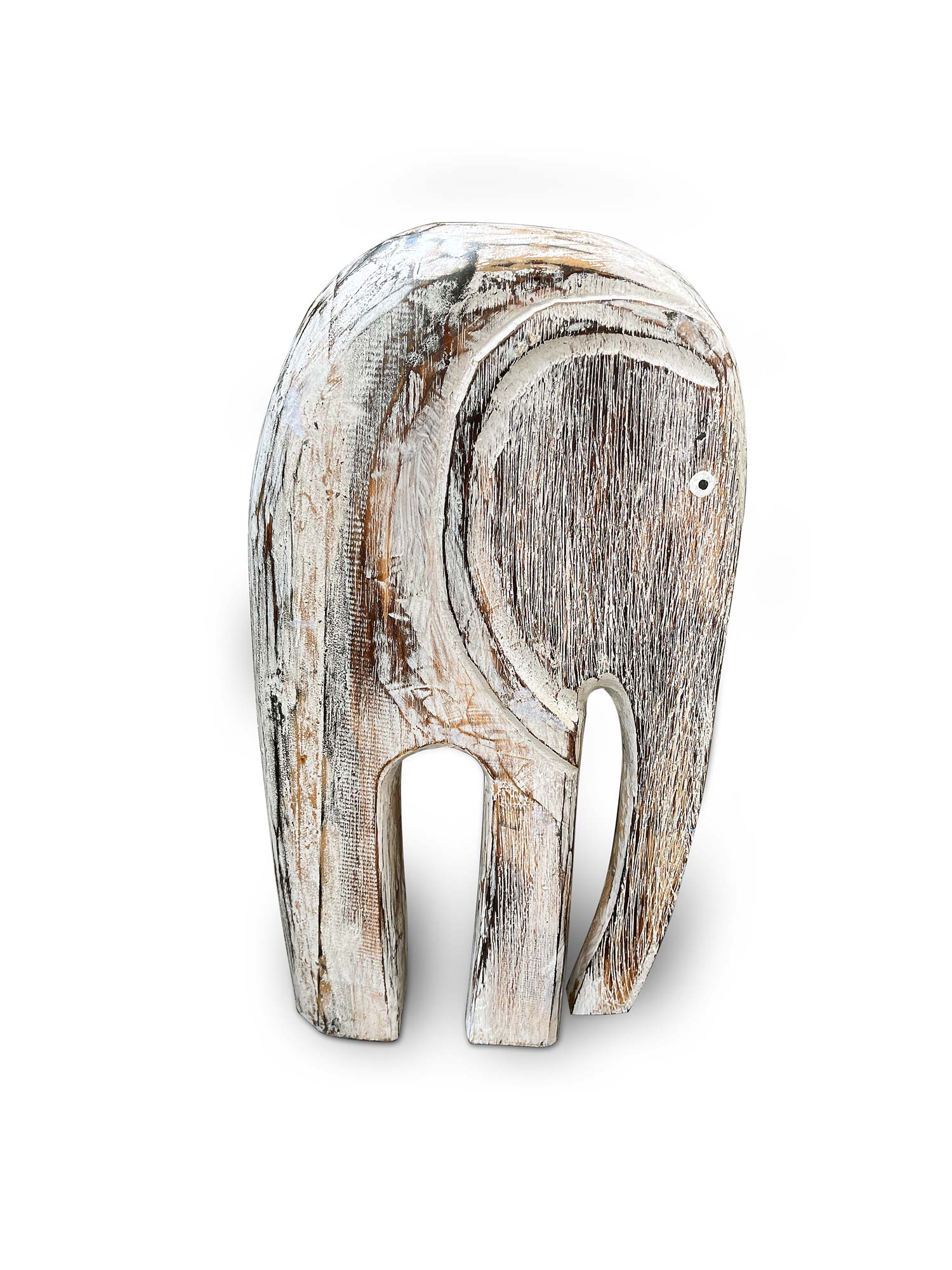Holzelefant 'Bumi', whitewash, H 40 cm, B 20 cm, L 8 cm