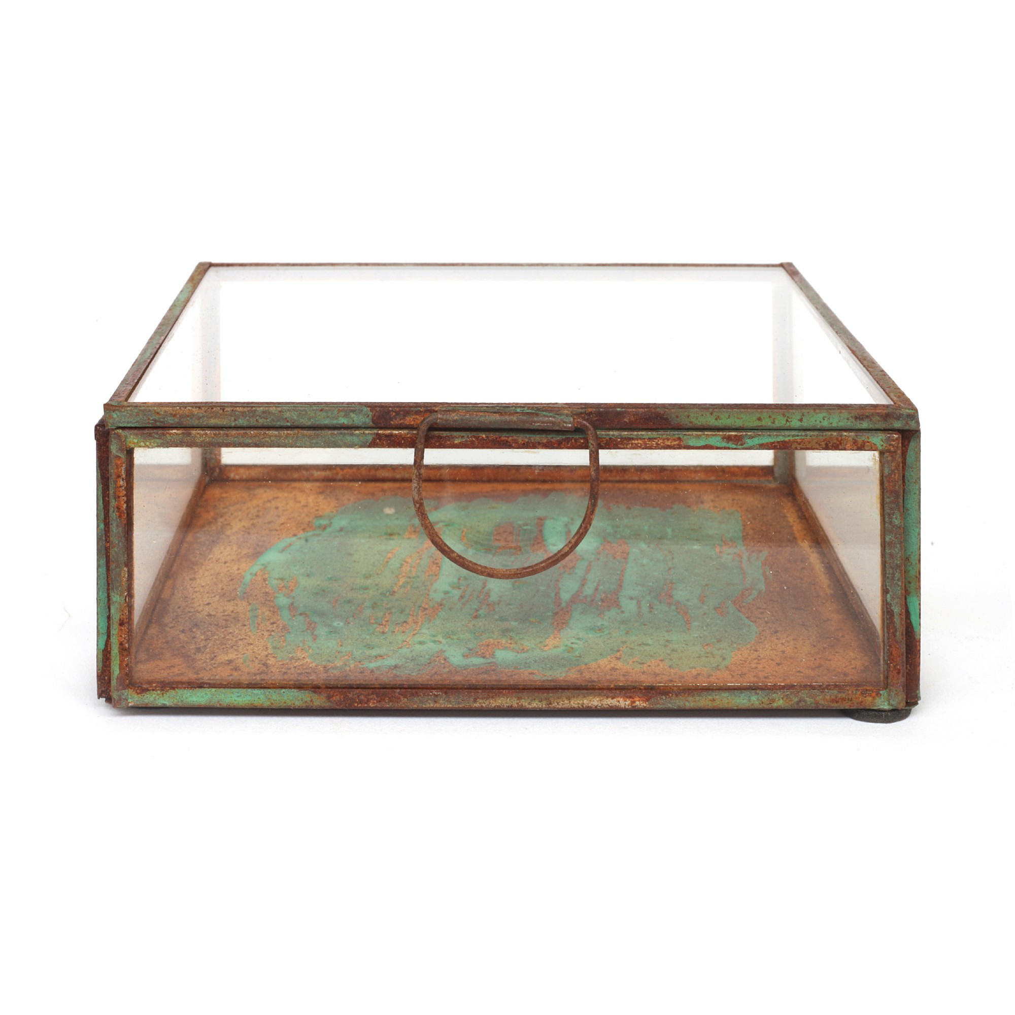 Glasbox, rost, T 14 cm, B 14 cm, H 5 cm