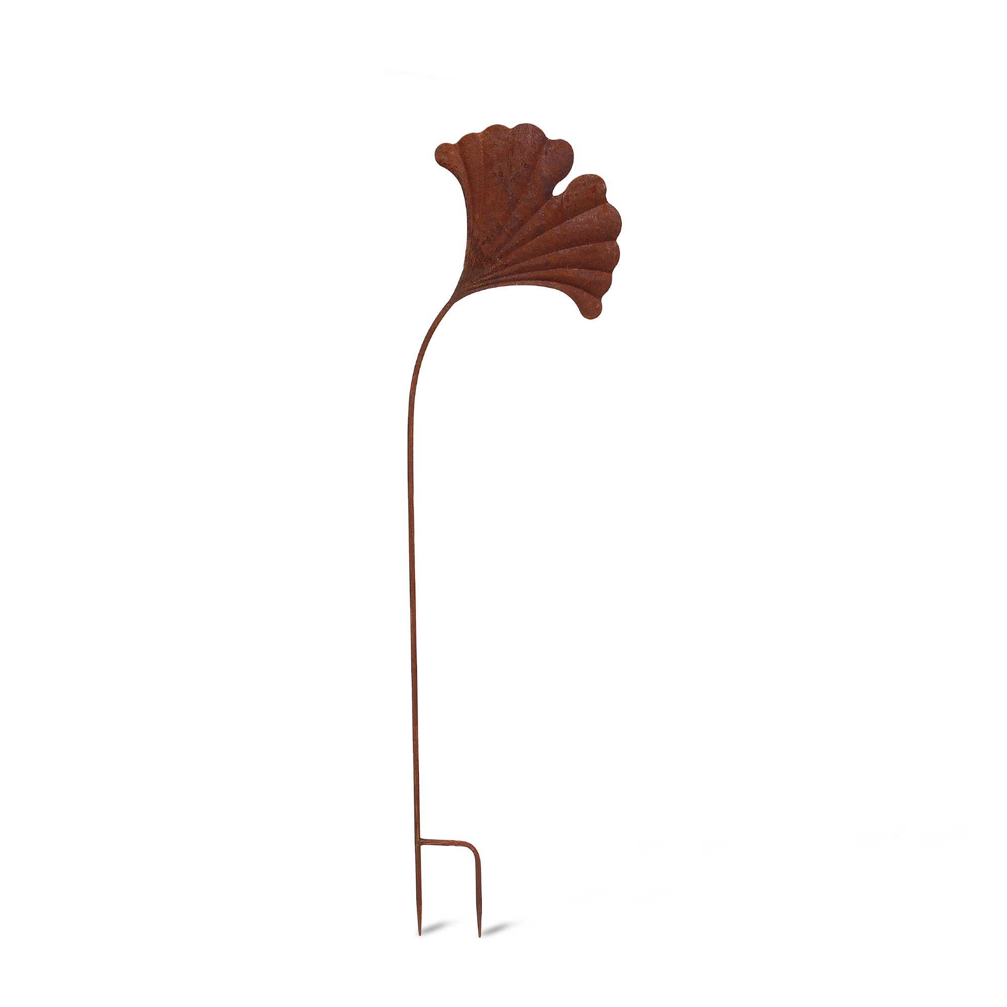 Gartenstecker 'Gingko', braun, T 0,5 cm, B 23,5 cm, H 84 cm