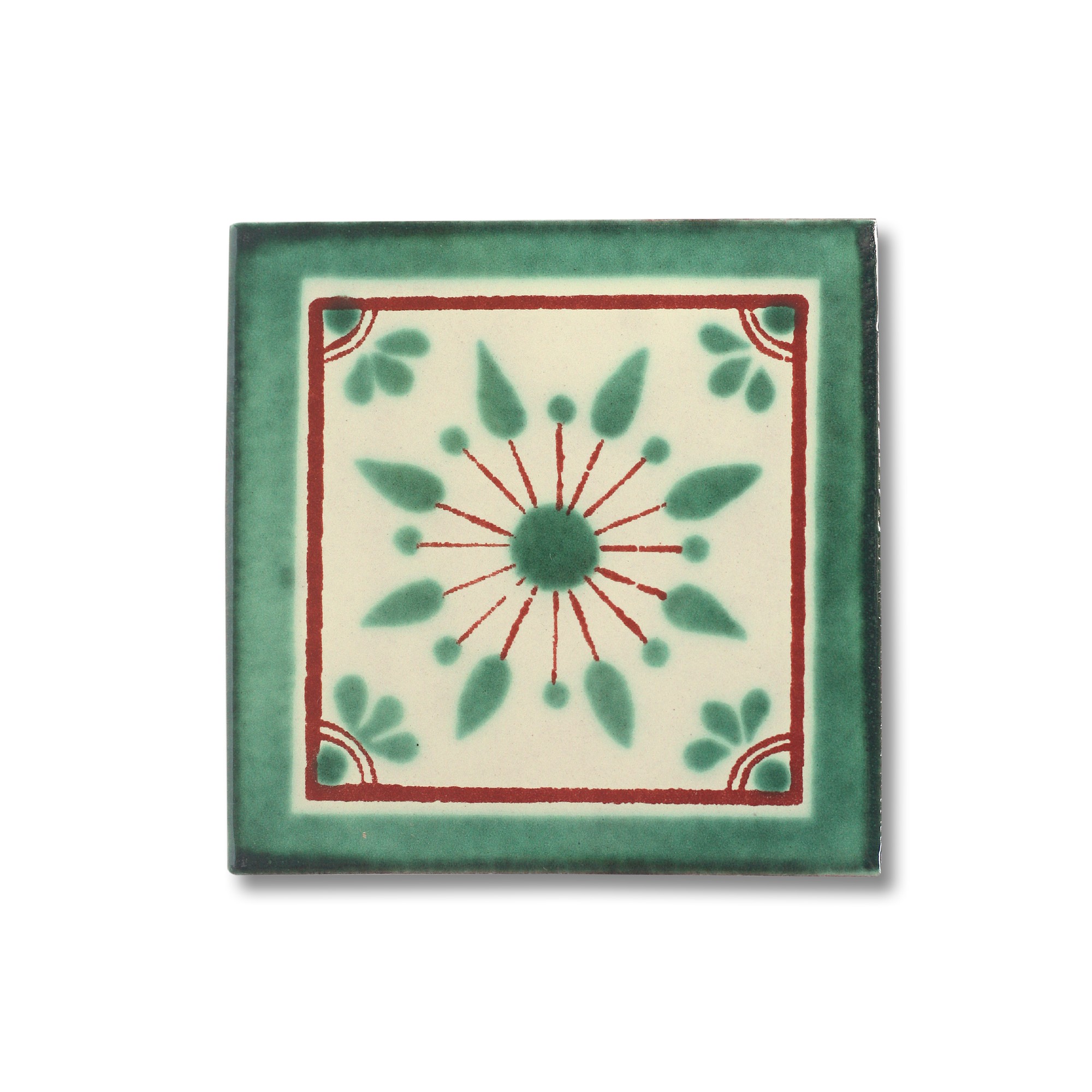 Kachel 'Estrella', grün, T 10 cm, B 10 cm, H 0,5 cm