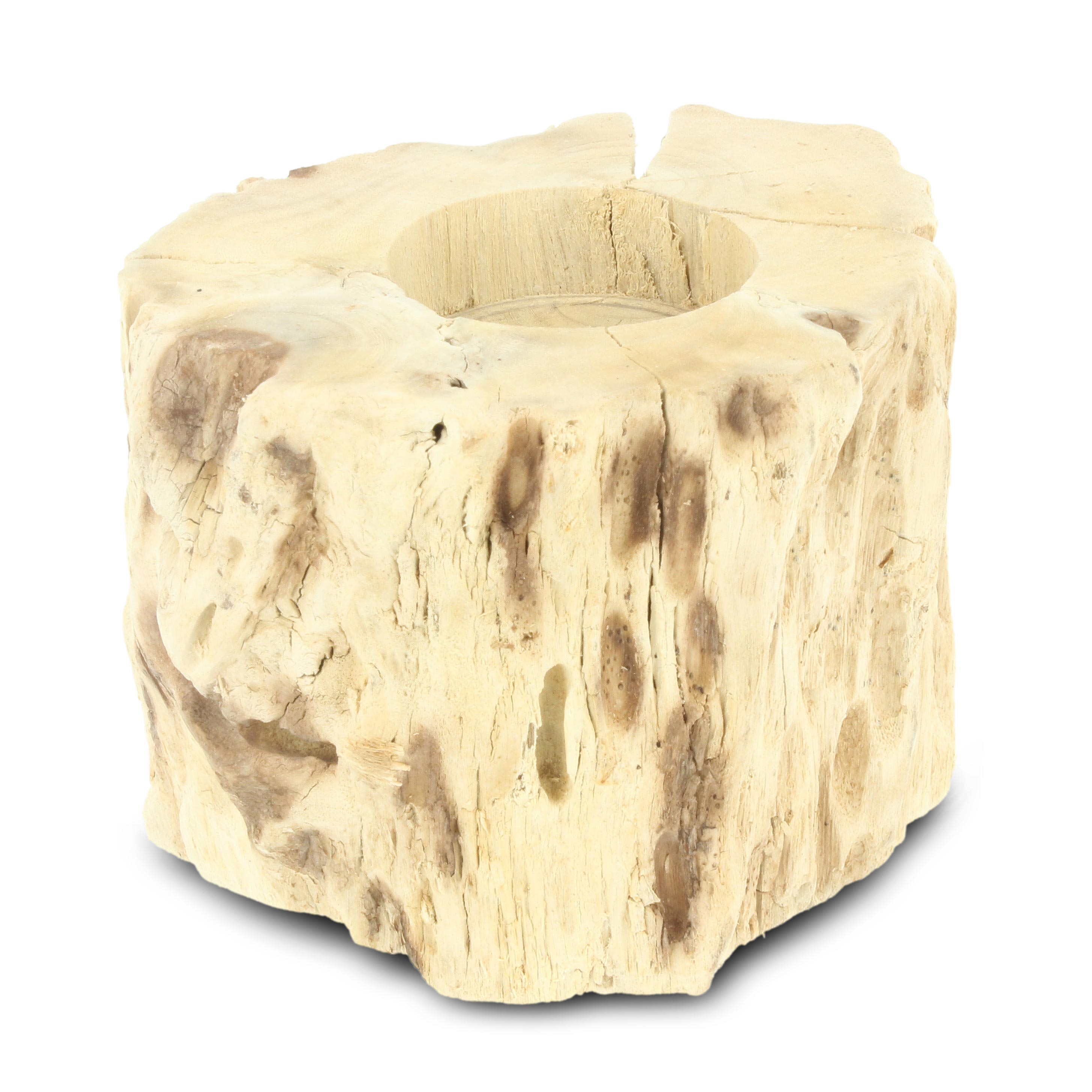 Kerzenhalter aus Schneckenholz, weiß, H 8 cm