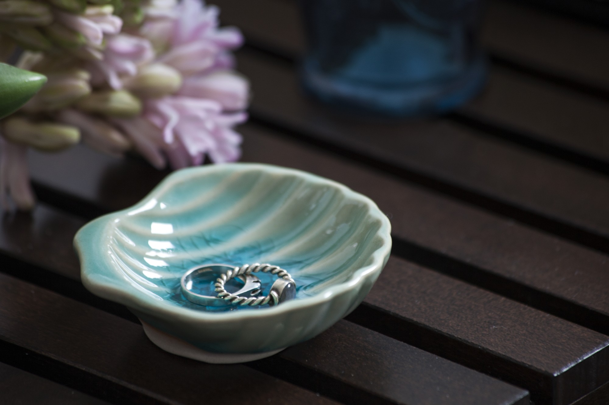 Schale 'Muschel', blau, Ø 9 cm, H 2 cm