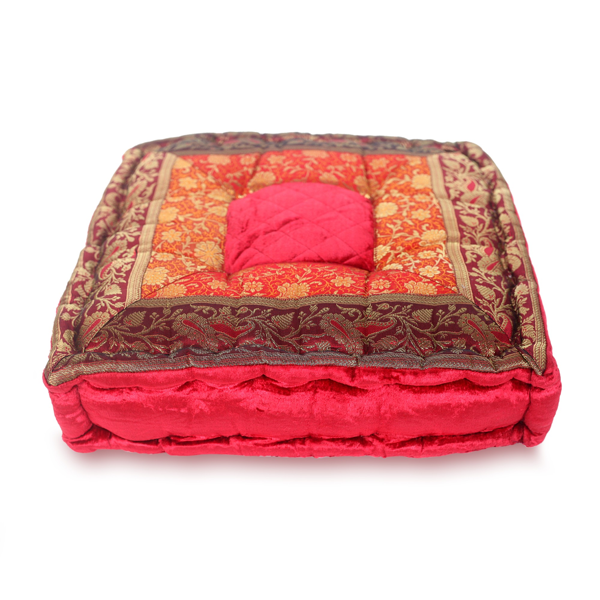 Sitzkissen, rot/orange/gold, L 40 cm, B 40 cm, H 10 cm