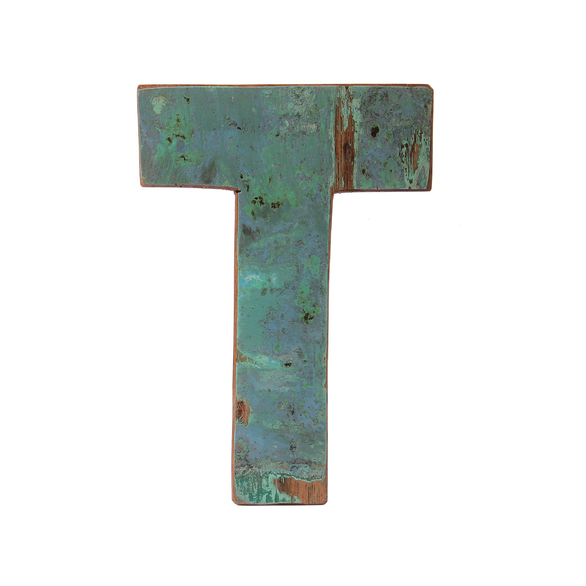 Holzbuchstabe 'T', mehrfarbig, T 2,5 cm, B 13 cm, H 19 cm