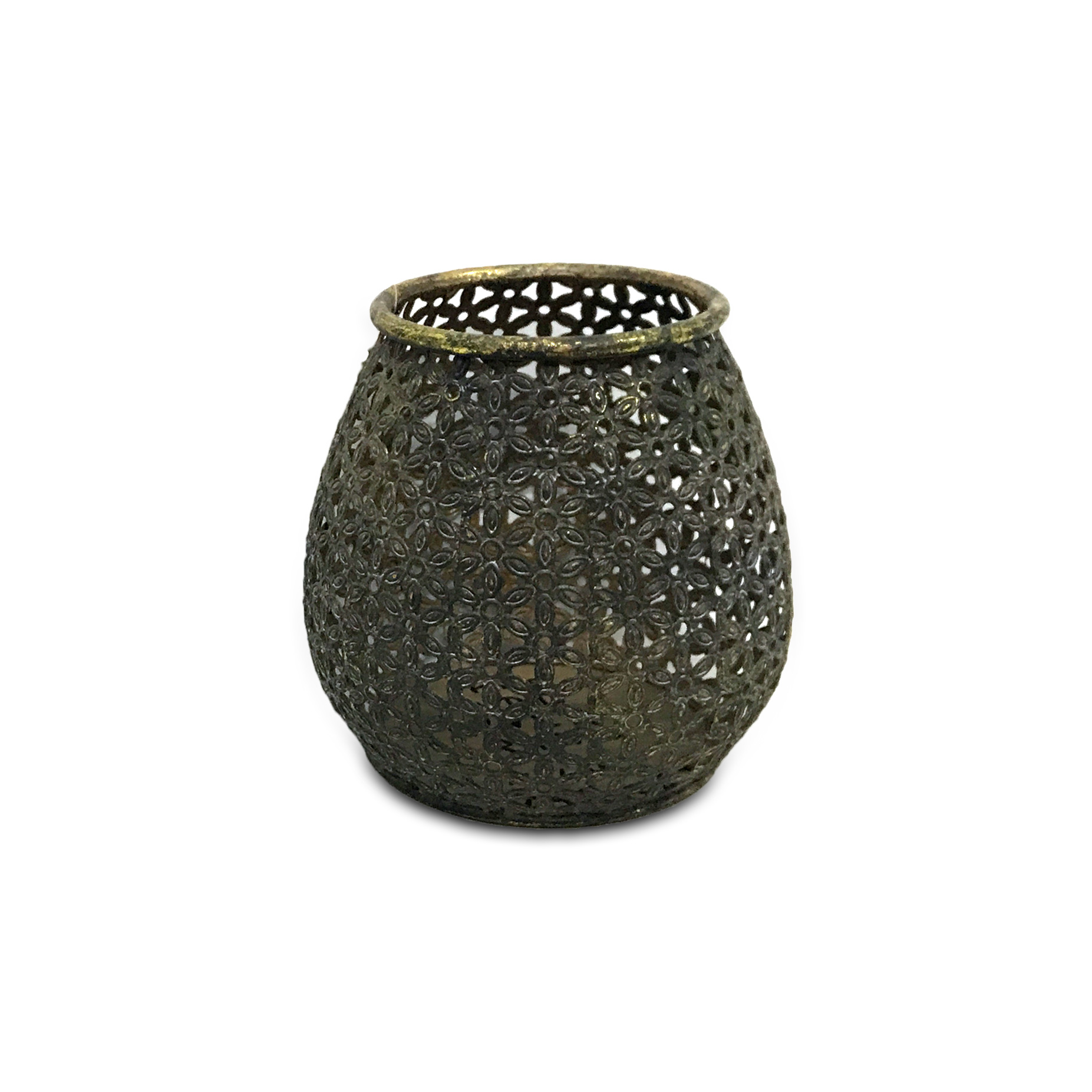 Windlicht 'Ennuin', antik messing, Ø 17 cm, H 16,5 cm