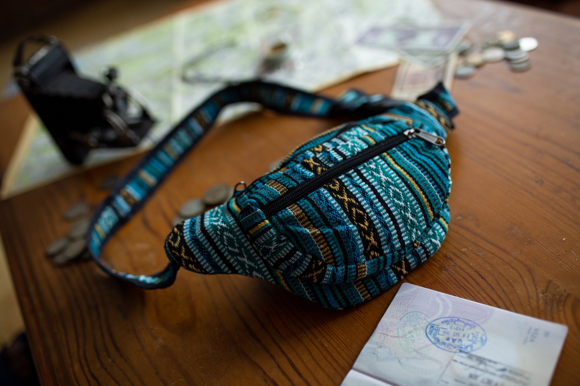 Gürteltasche Nepalstyle 'Denaina', blau, 100% Baumwolle