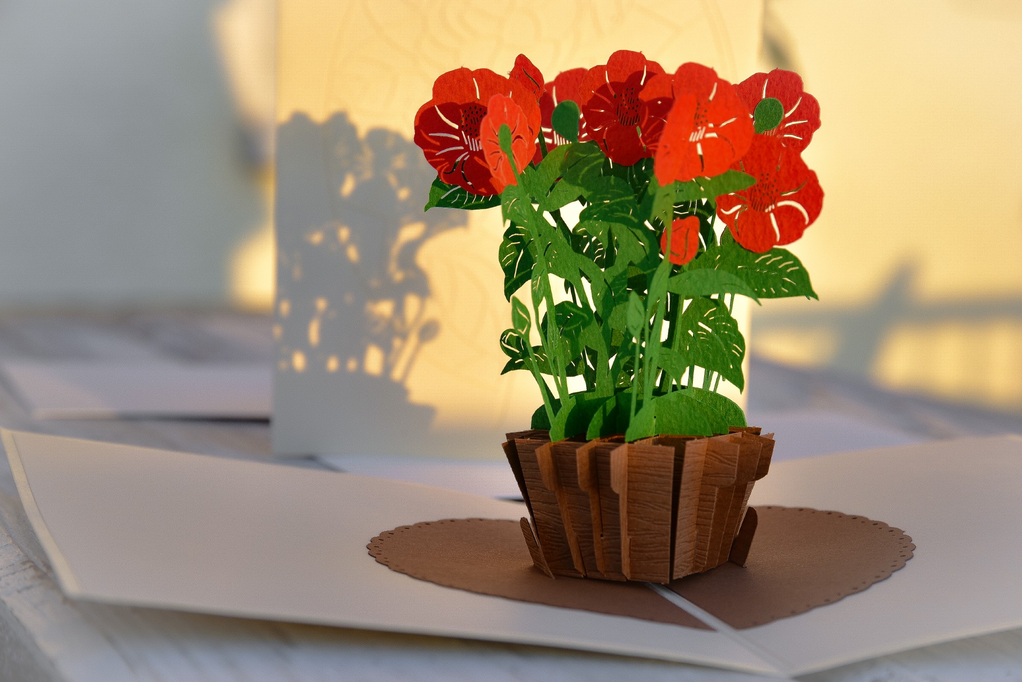 Pop-Up Karte 'Mohnblume', rot, L 18 cm, B 13 cm