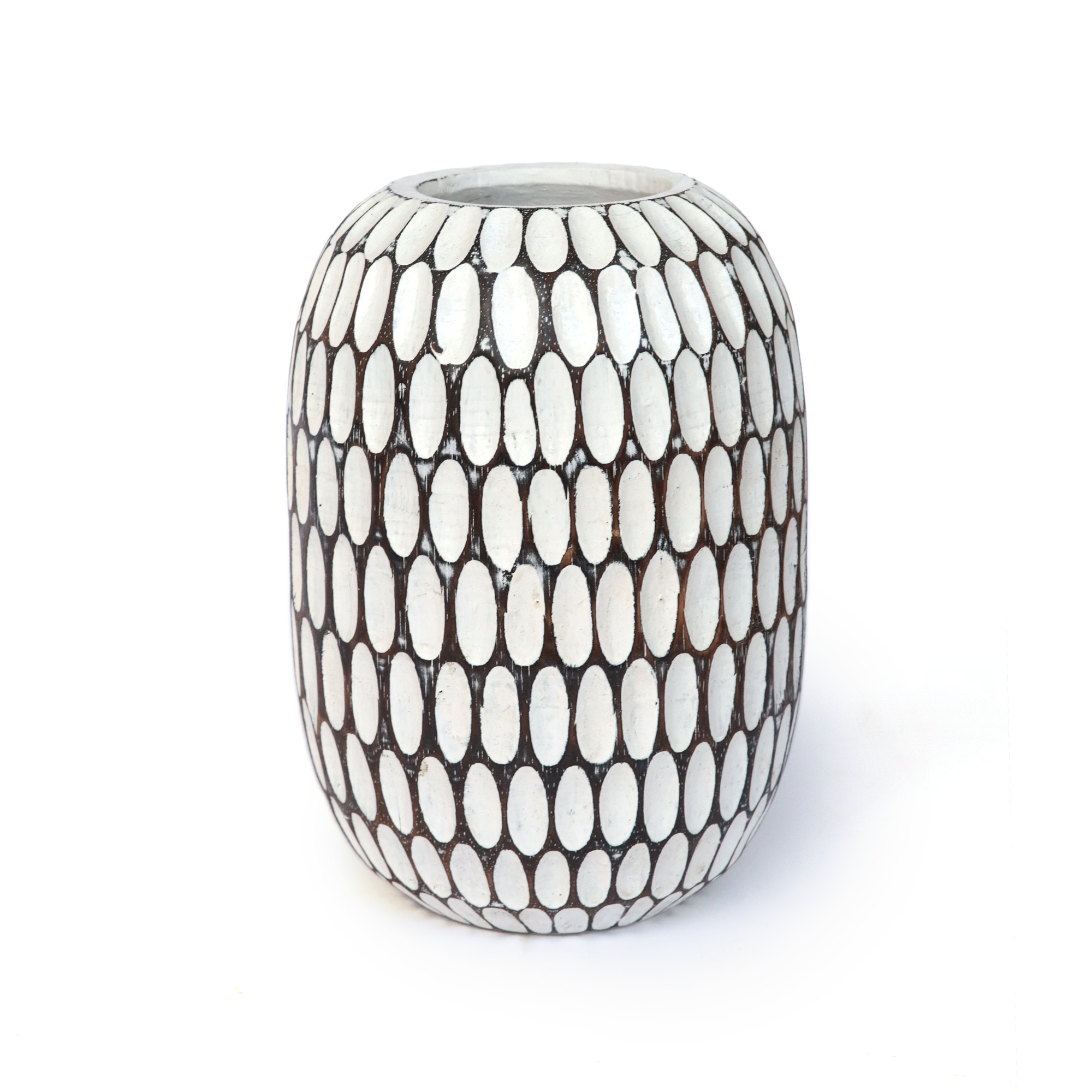 Vase aus Holz, handgeschnitzt, H 26 cm, Ø 18 cm