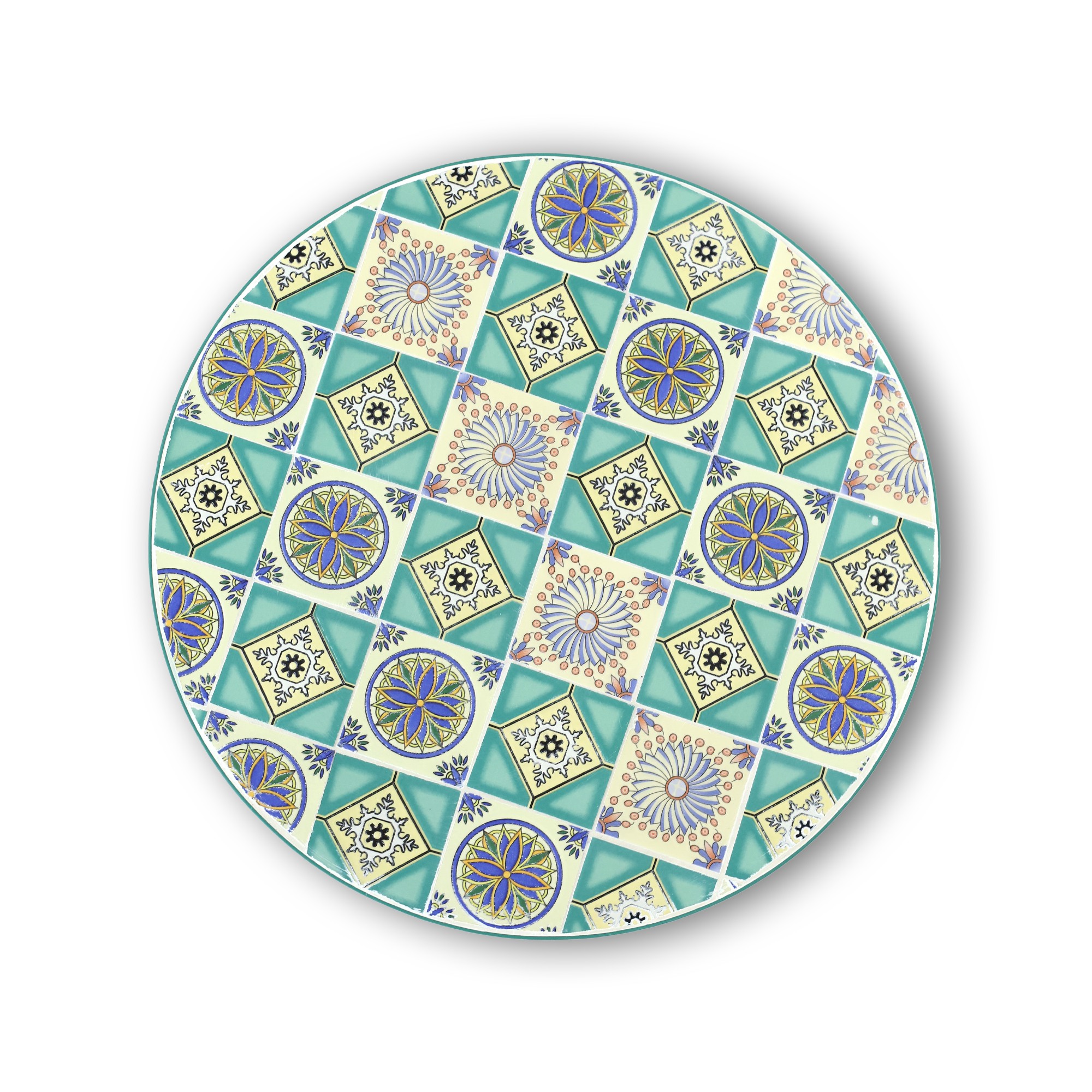 Kacheltisch 'Laurent', grün, multicolor, Ø 60 cm, H 71 cm