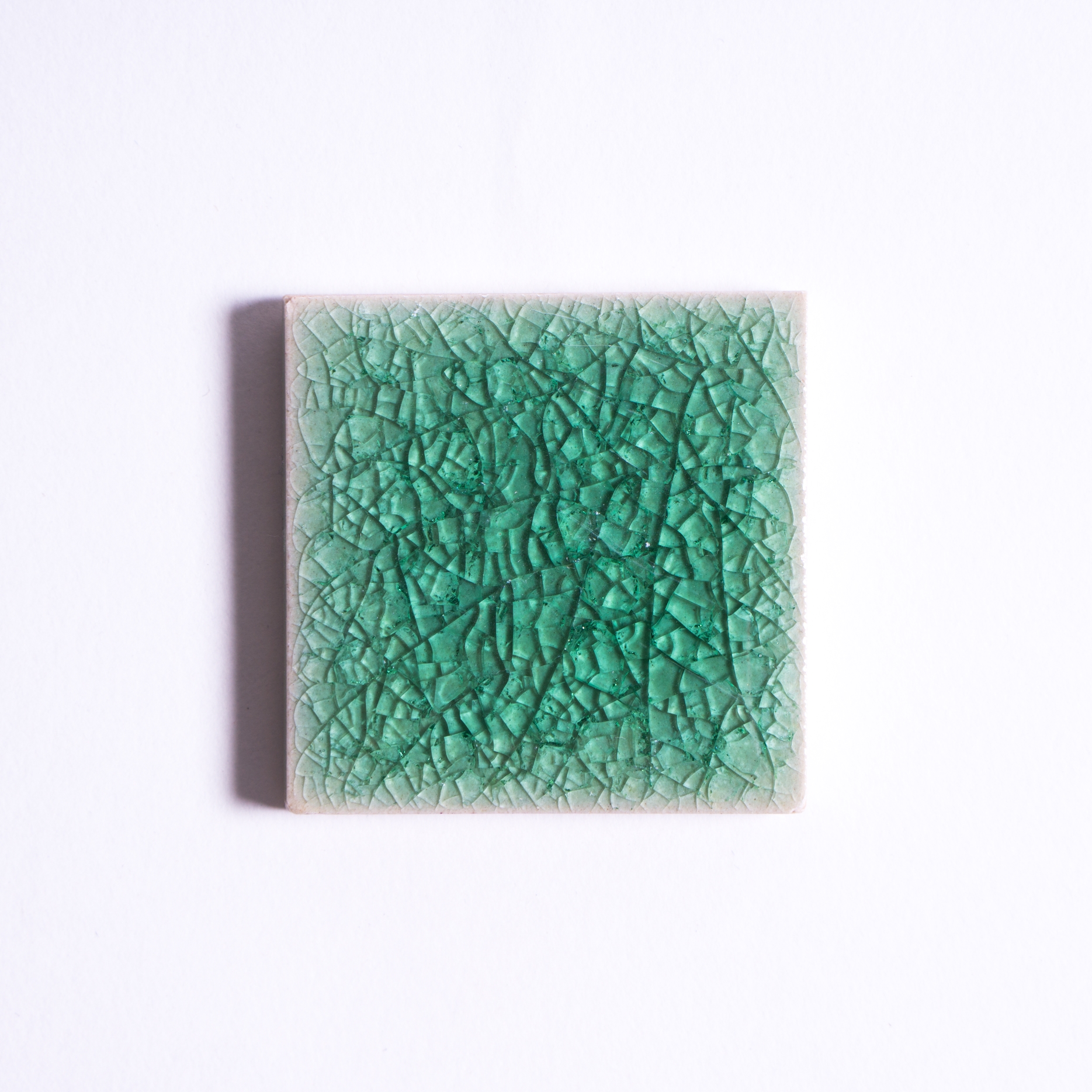 Fliese 'Craquele' hellgrün, L 10 cm, B 10 cm