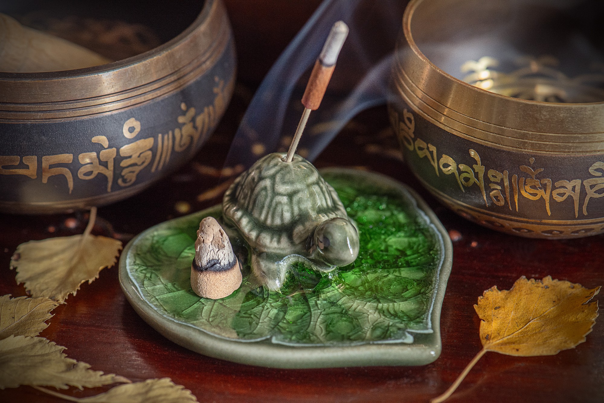 Räucherstäbchenhalter 'Turtle', grün, aus Keramik, B 9 cm, T 8 cm, H 3 cm