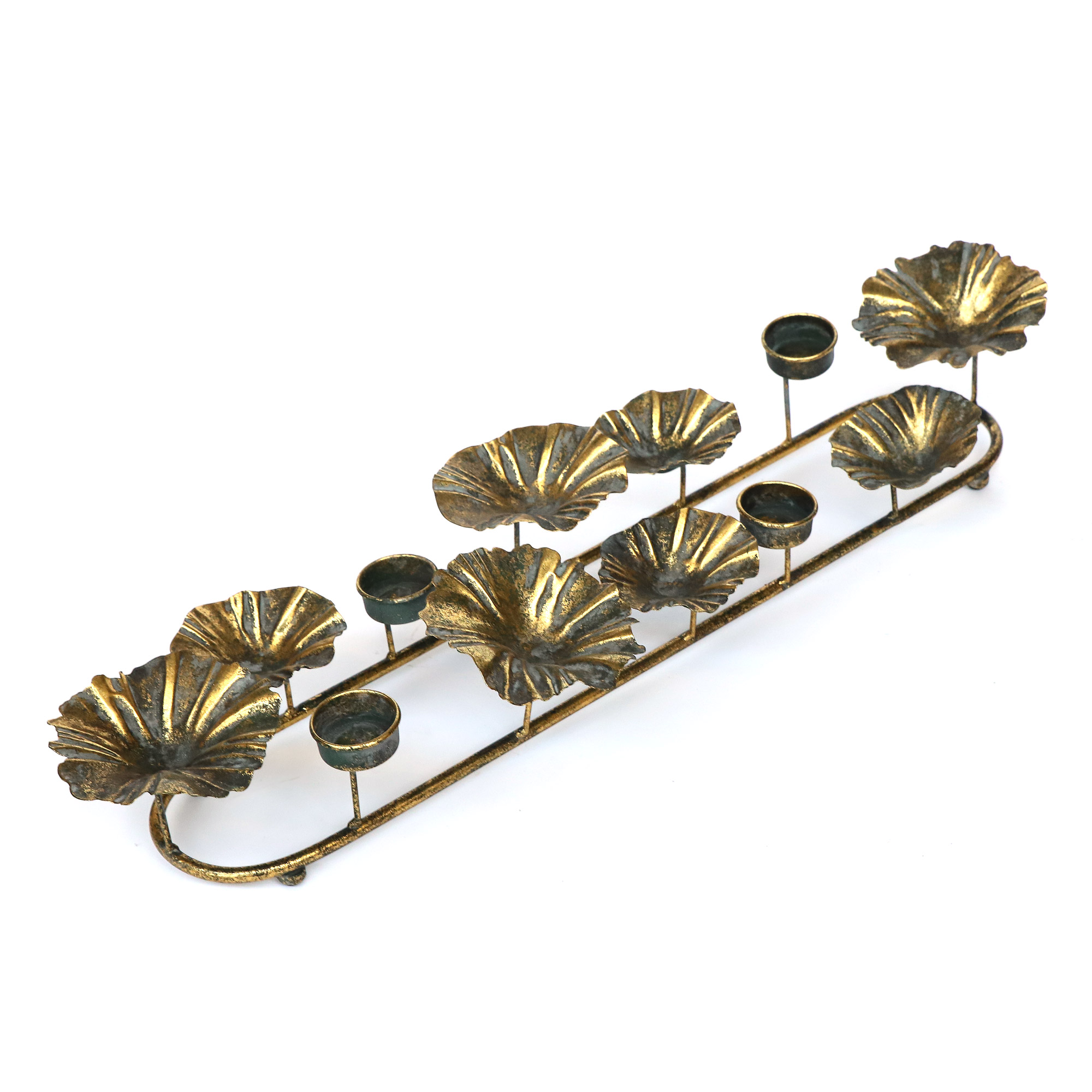 Teelichthalter 'Kjell', antik gold, B 68 cm, L 14 cm, H 11,5 cm