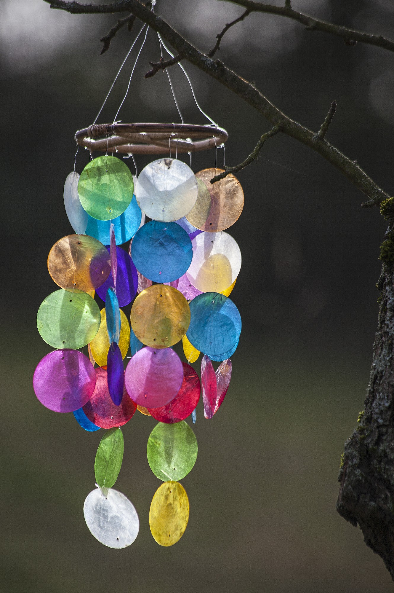 Windspiel aus Bali, multicolor, Ø 12 cm, H 35 cm