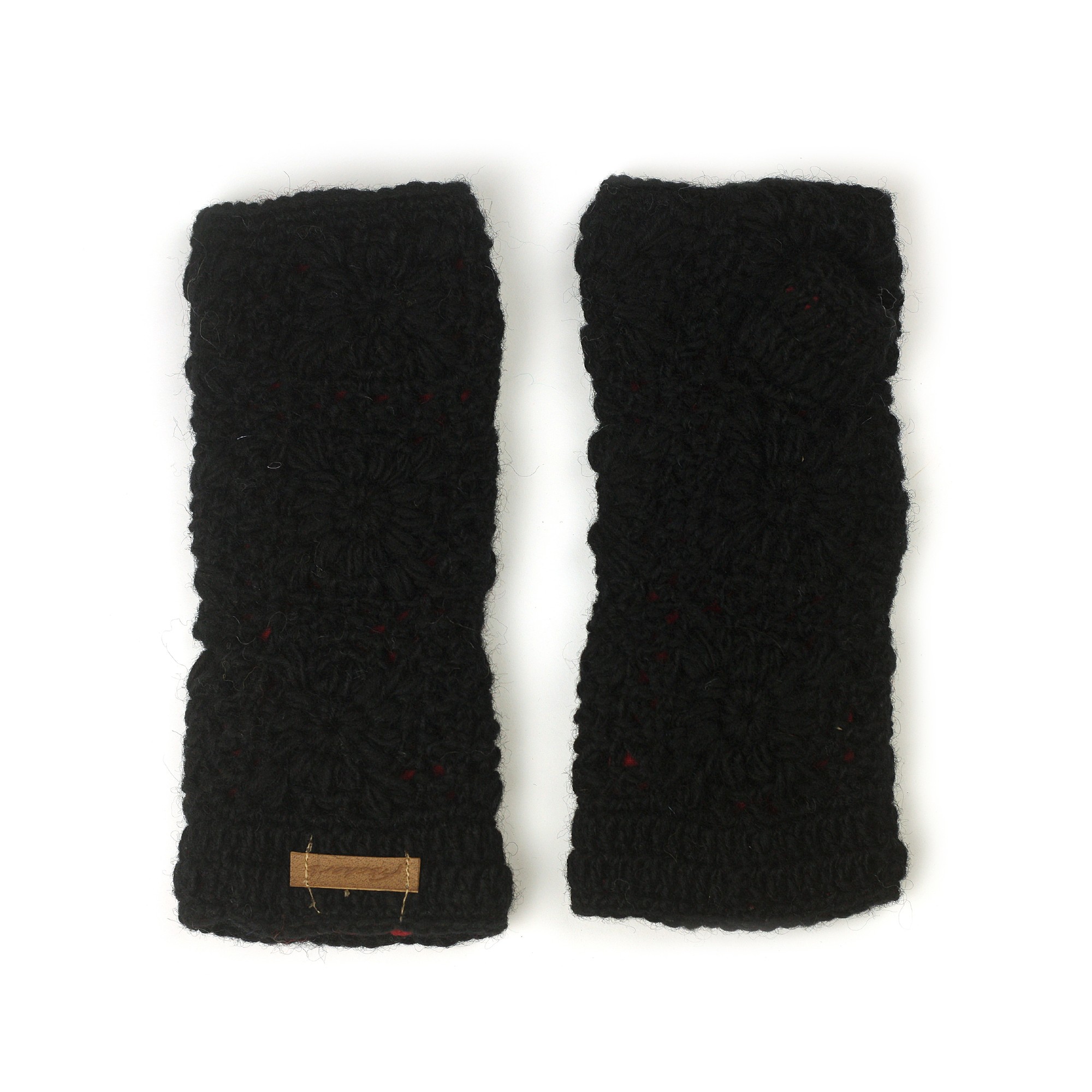 Pulswärmer, schwarz, mit Blumenmuster
